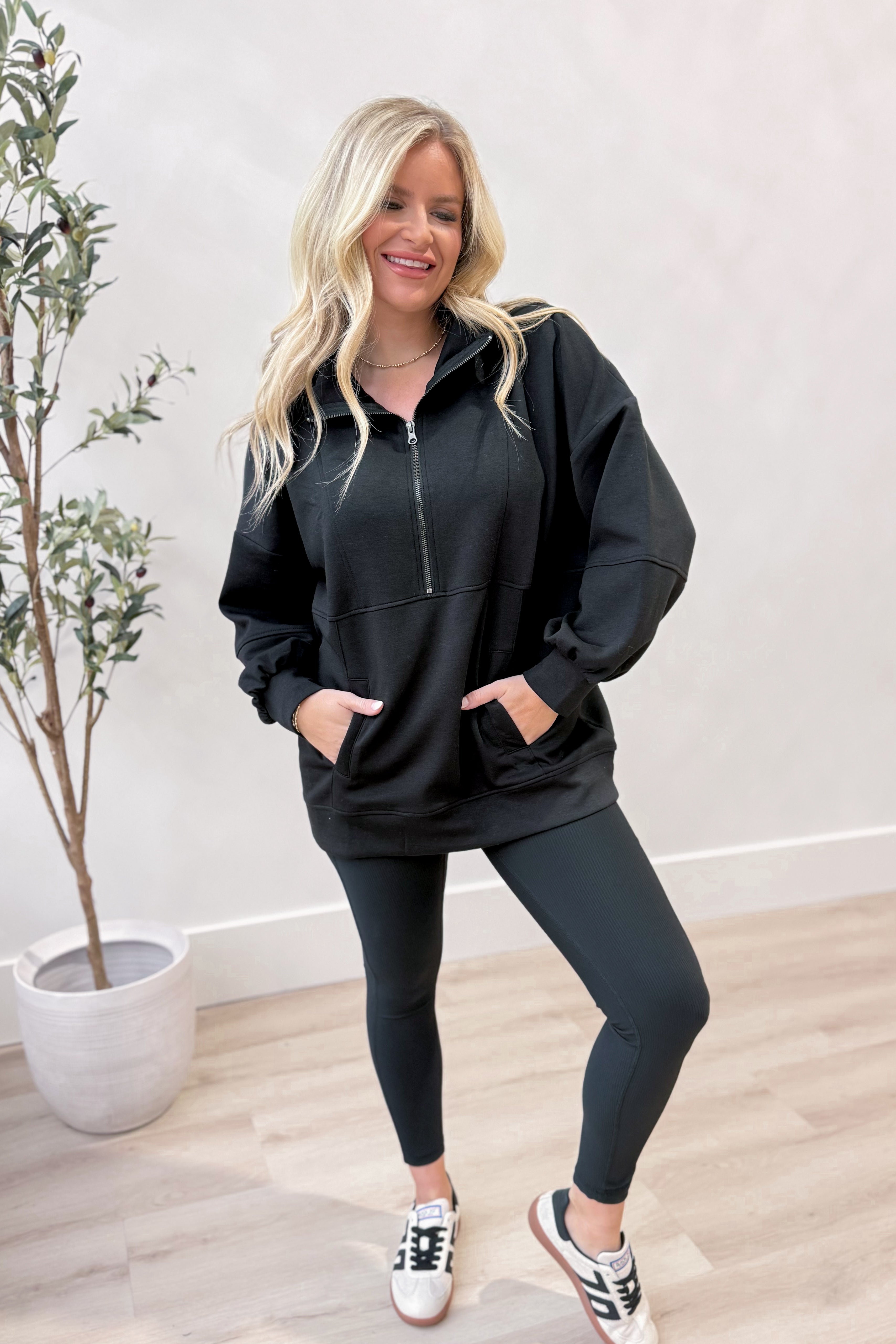 Carly Quarter Zip Mock Neck Sweatshirt - Coremarkets