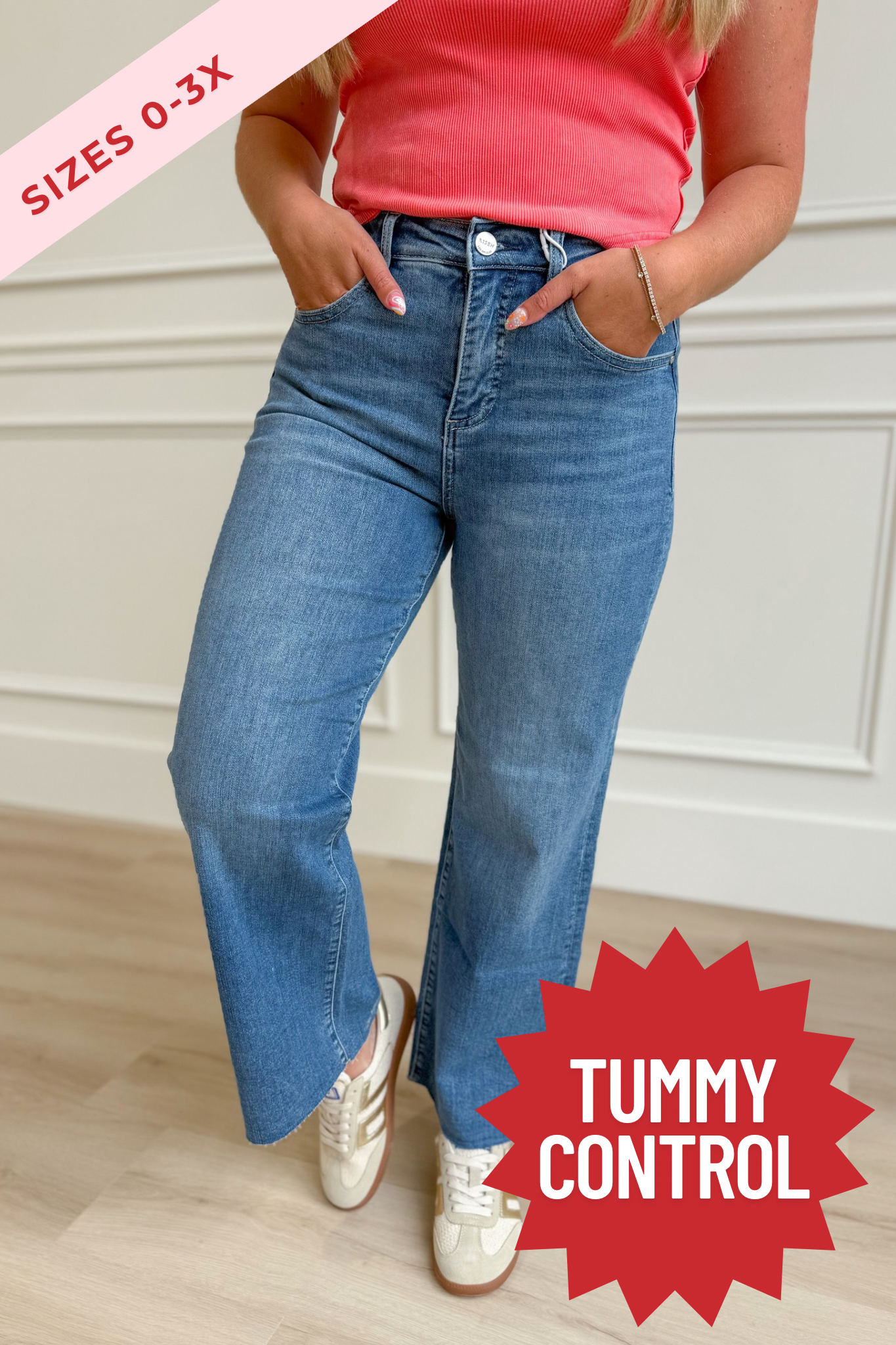 Risen Stevie High Rise Crop Wide Leg Tummy Control Pants - Coremarkets