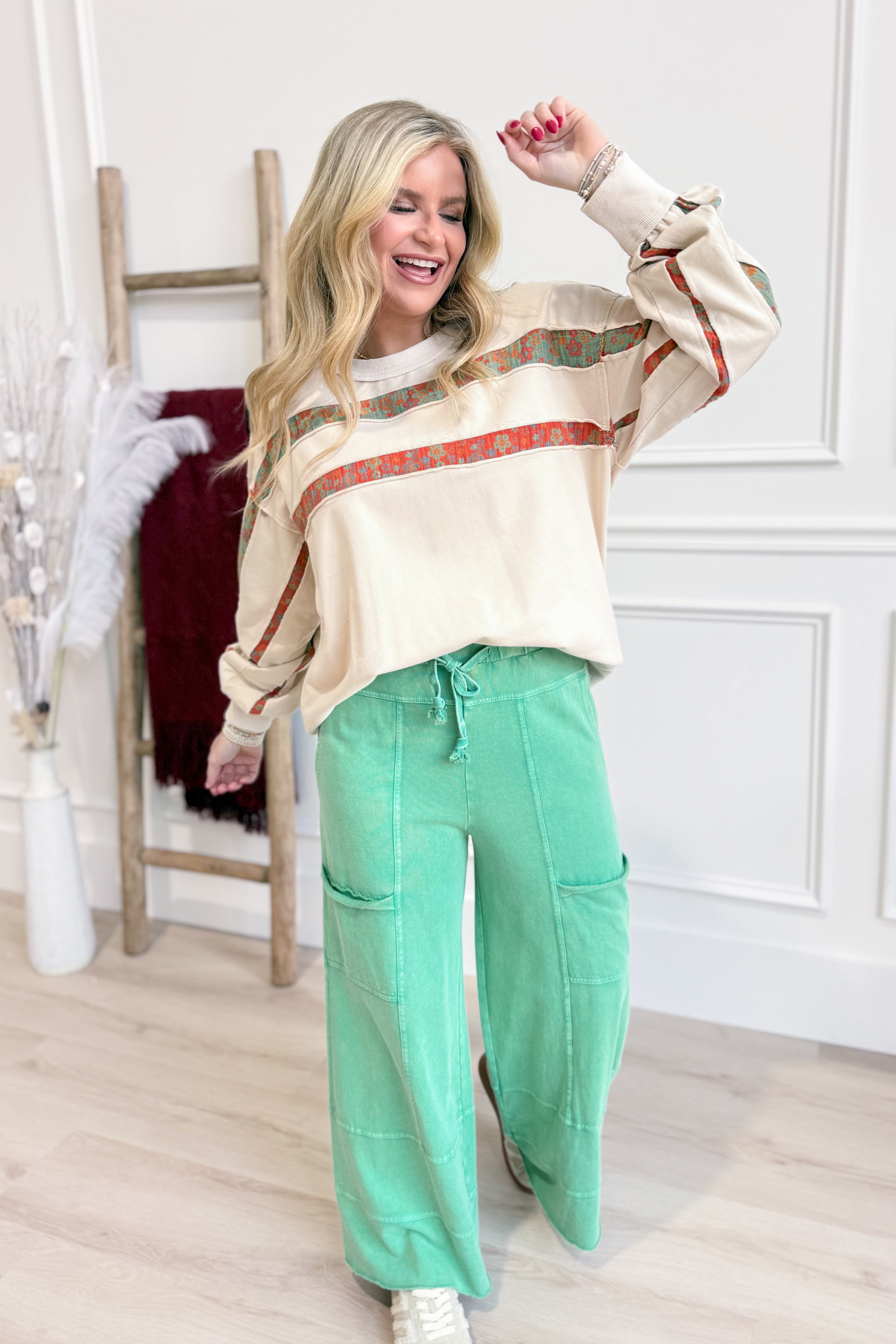 Rebecca Print Mix Washed Pullover - Coremarkets