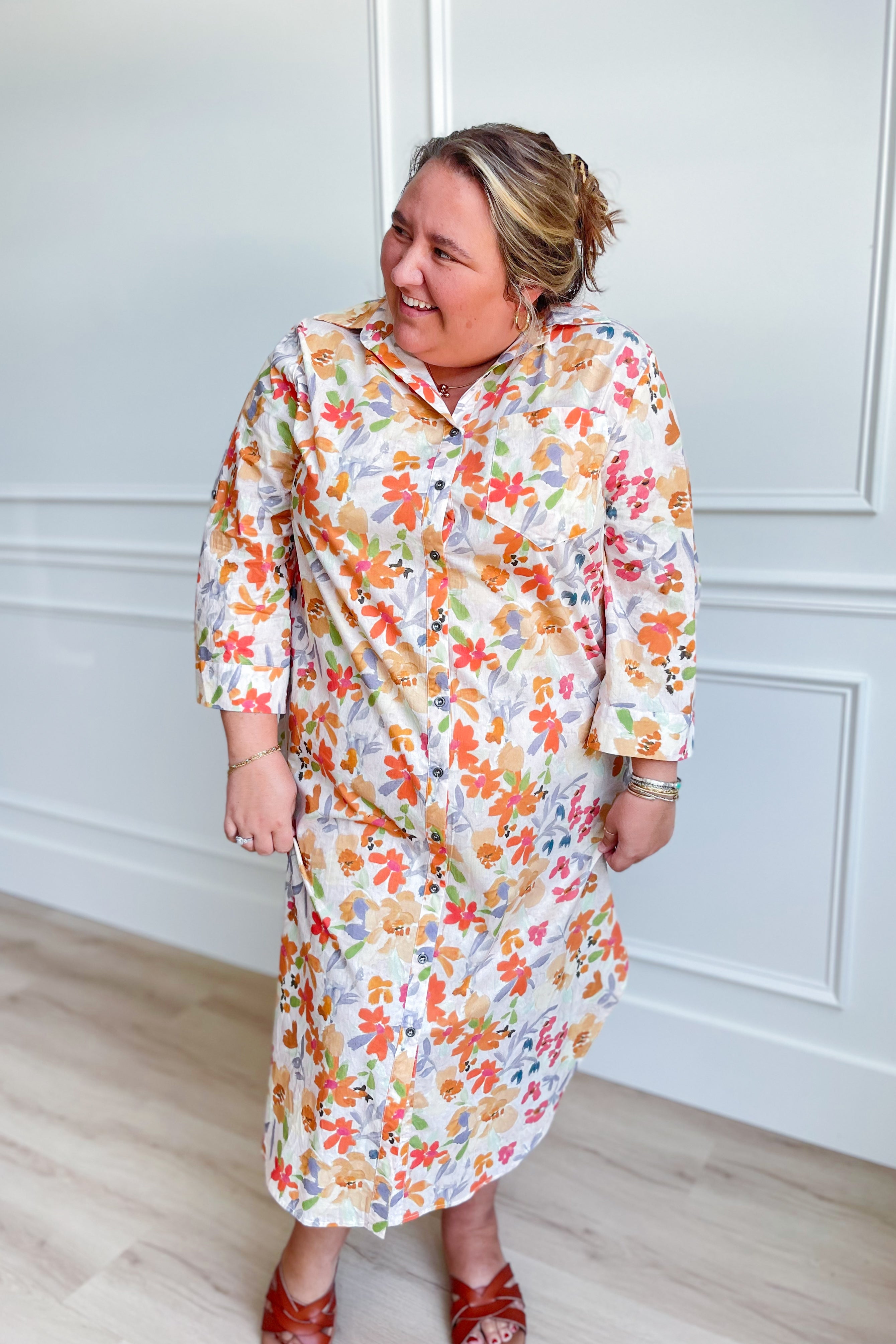 Lisa Multi Floral Button Down Dress - Coremarkets