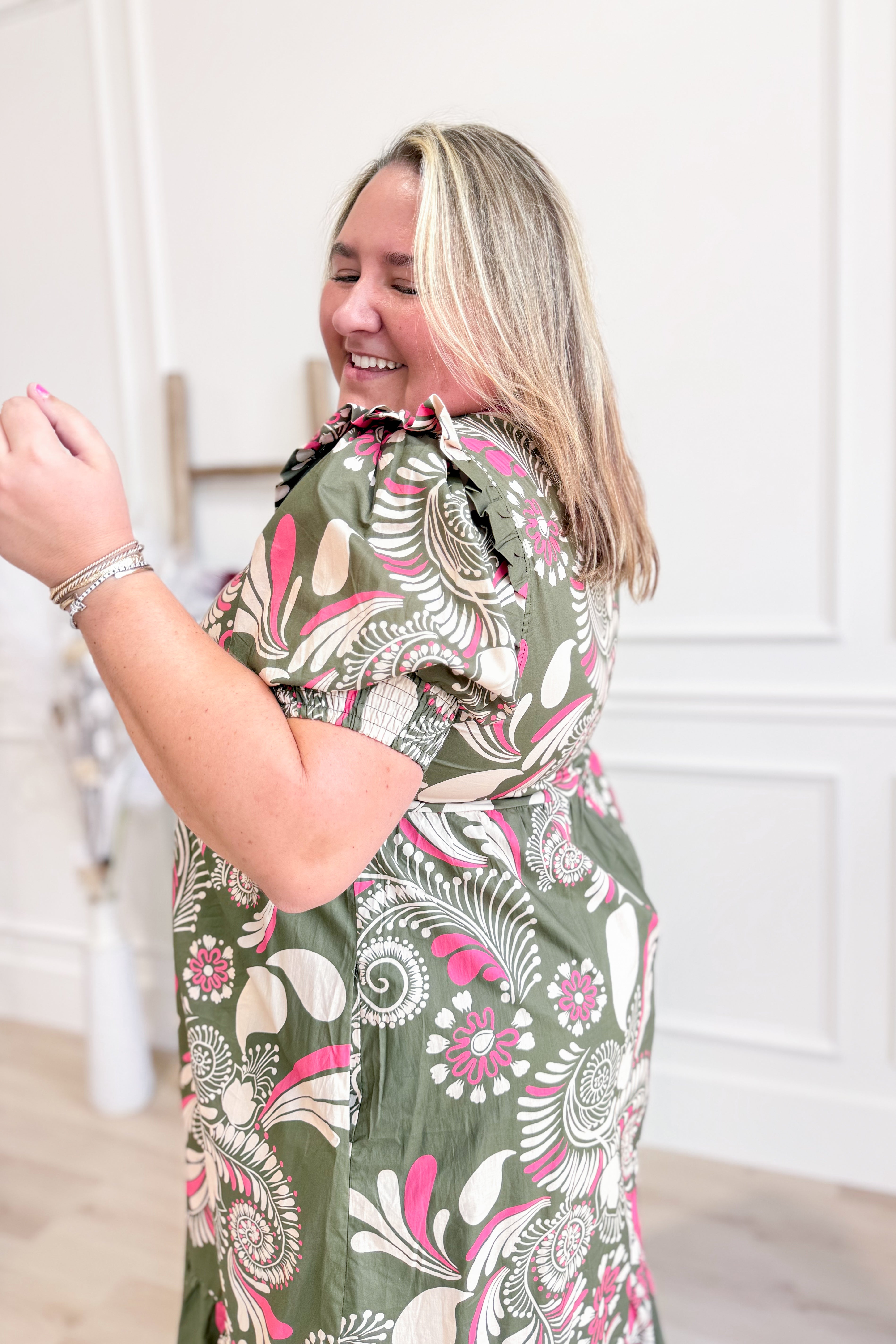 Courtney Paisley Pattern Midi Dress - Coremarkets