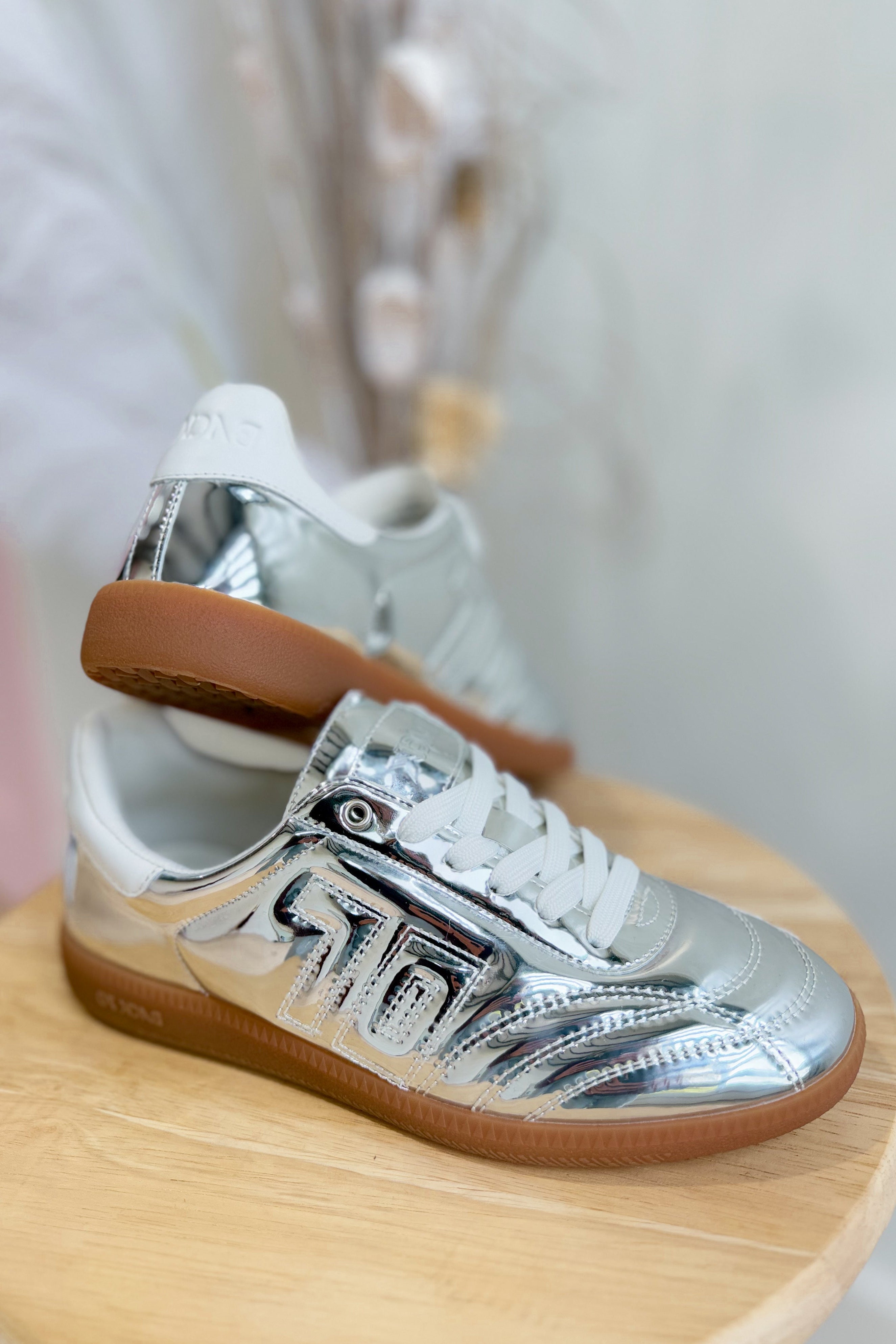 BACK70 Fluffy Sneakers in Silver - Coremarkets