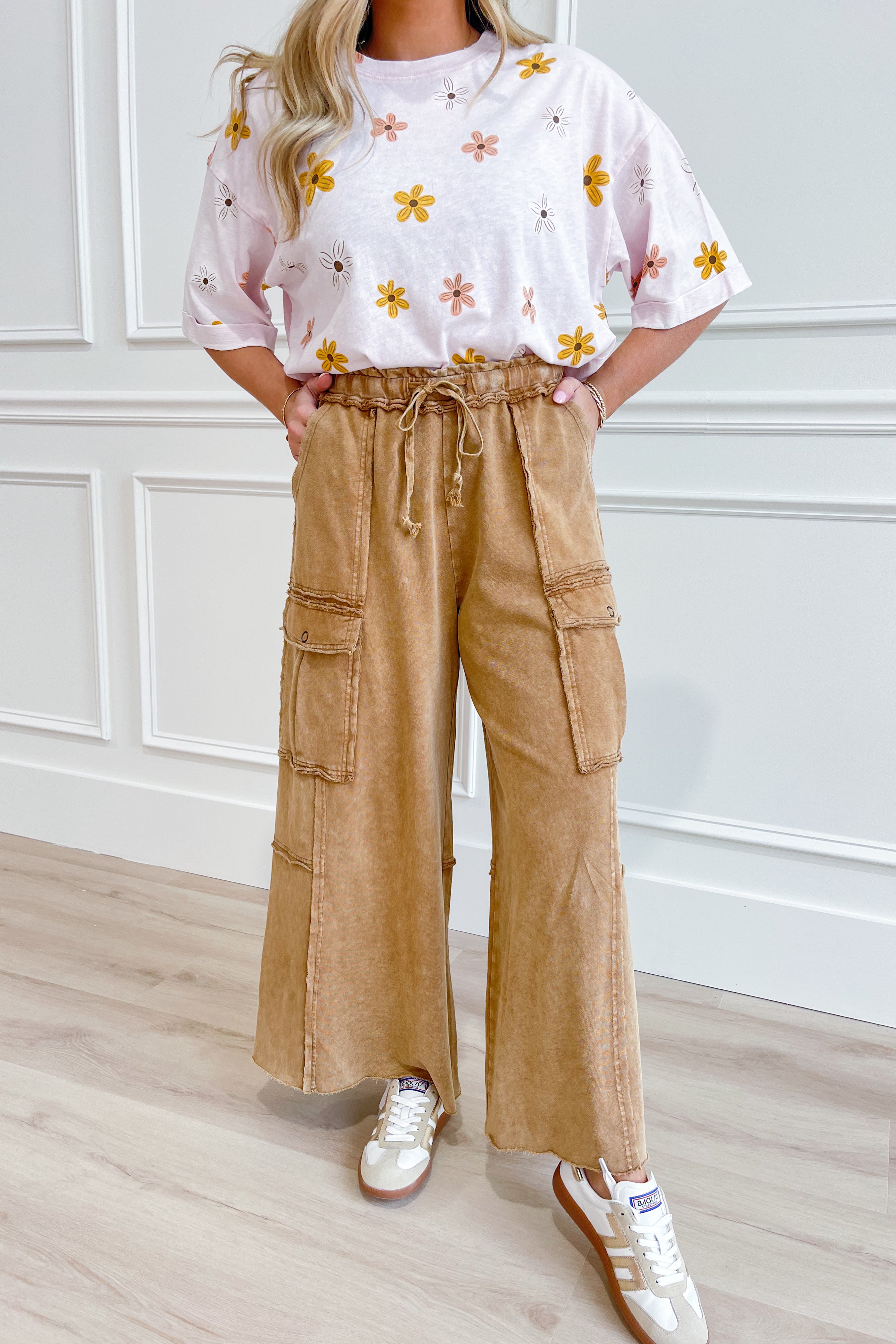 Mateo Mineral Washed Wide Leg Cargo Pants [S-3X] - Coremarkets