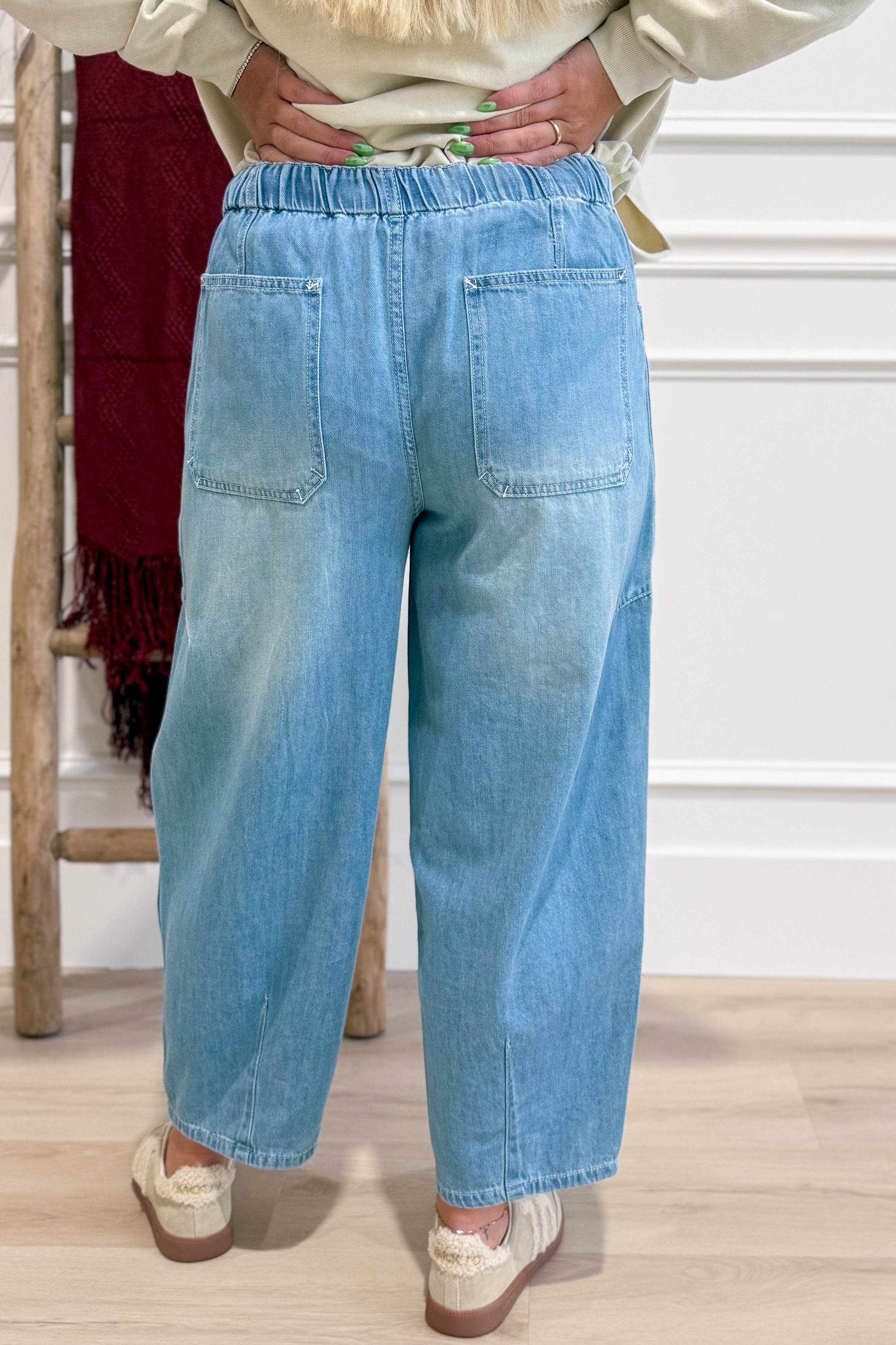 Corrine Denim Washed Barrel Pant - Coremarkets