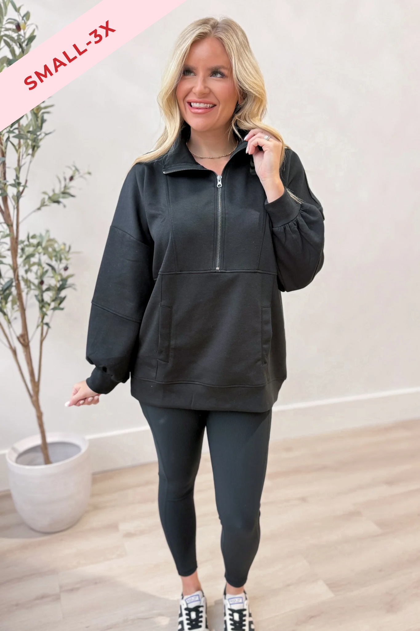 Carly Quarter Zip Mock Neck Sweatshirt - Coremarkets