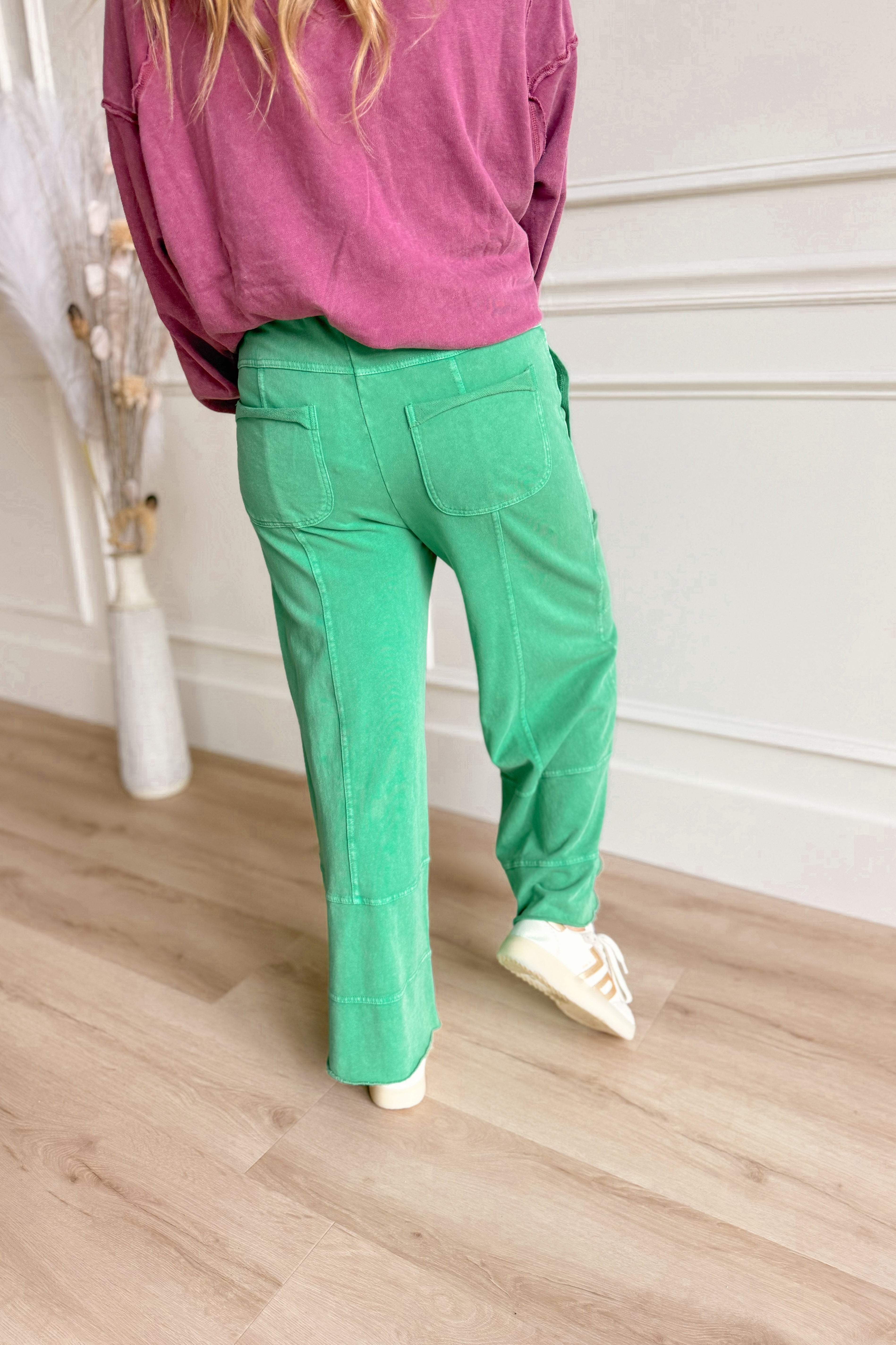 Bradley Mineral Washed Terry Knit Wide Leg Pants [S~3X] - Coremarkets