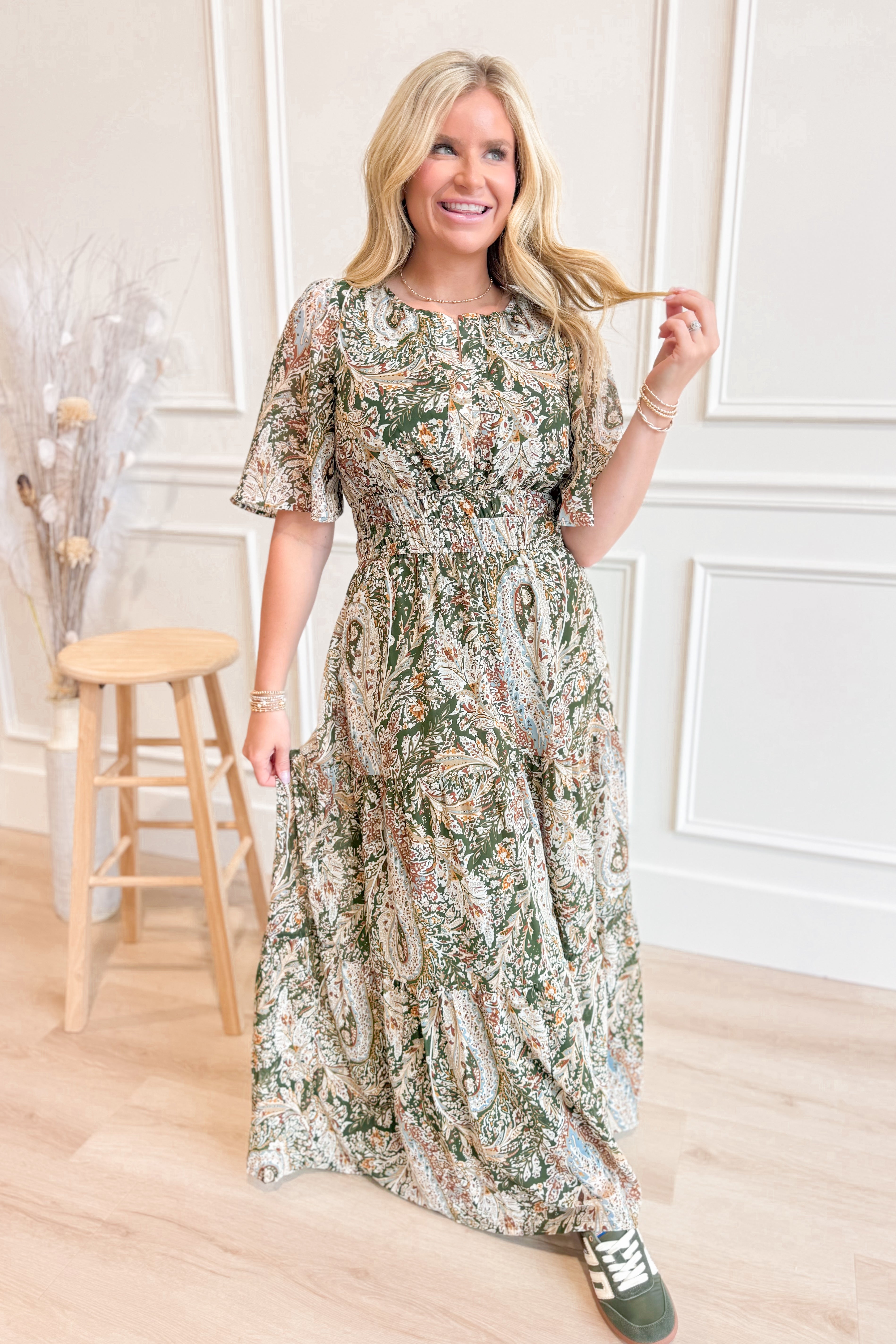 Lydia Paisley Printed Midi Dress - Coremarkets