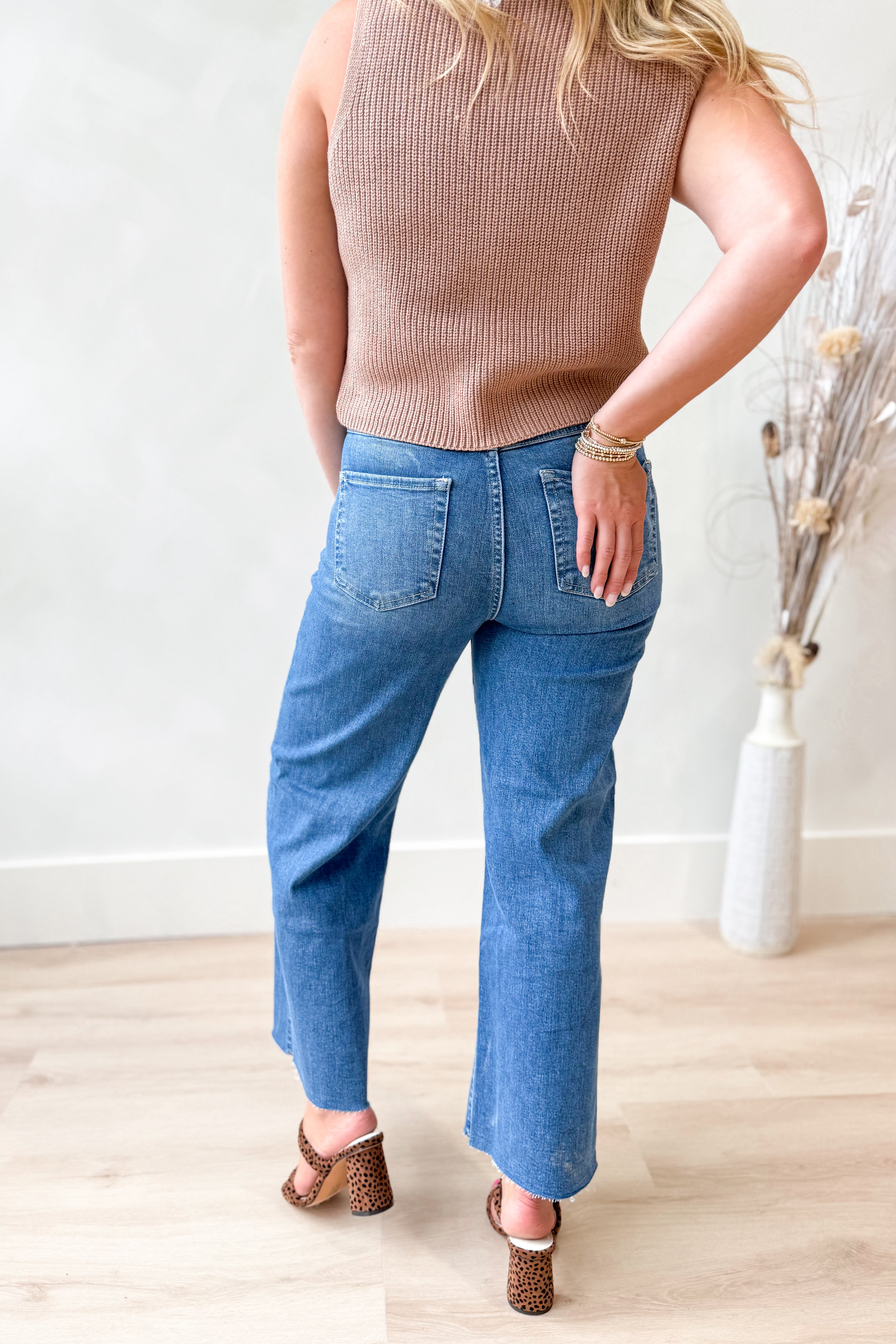 Risen Stevie High Rise Crop Wide Leg Tummy Control Pants - Coremarkets