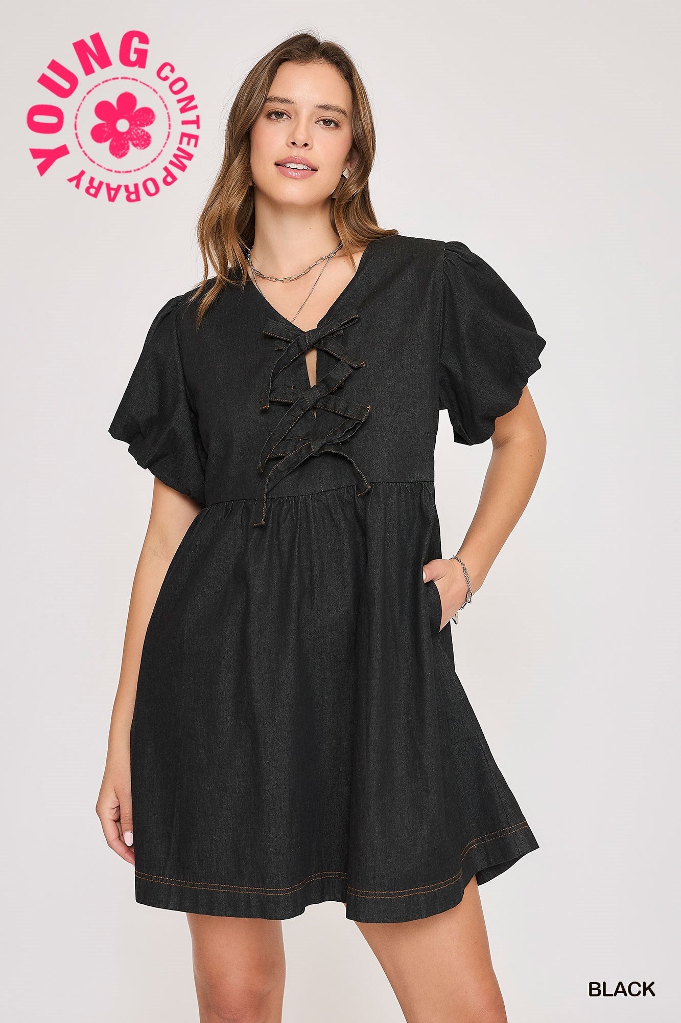 Heather Balloon Sleeve Peplum Dress - Coremarkets