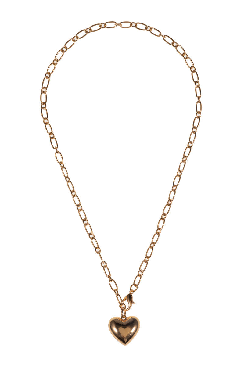 Gold Chain w/ Heart Charm Necklace - Coremarkets