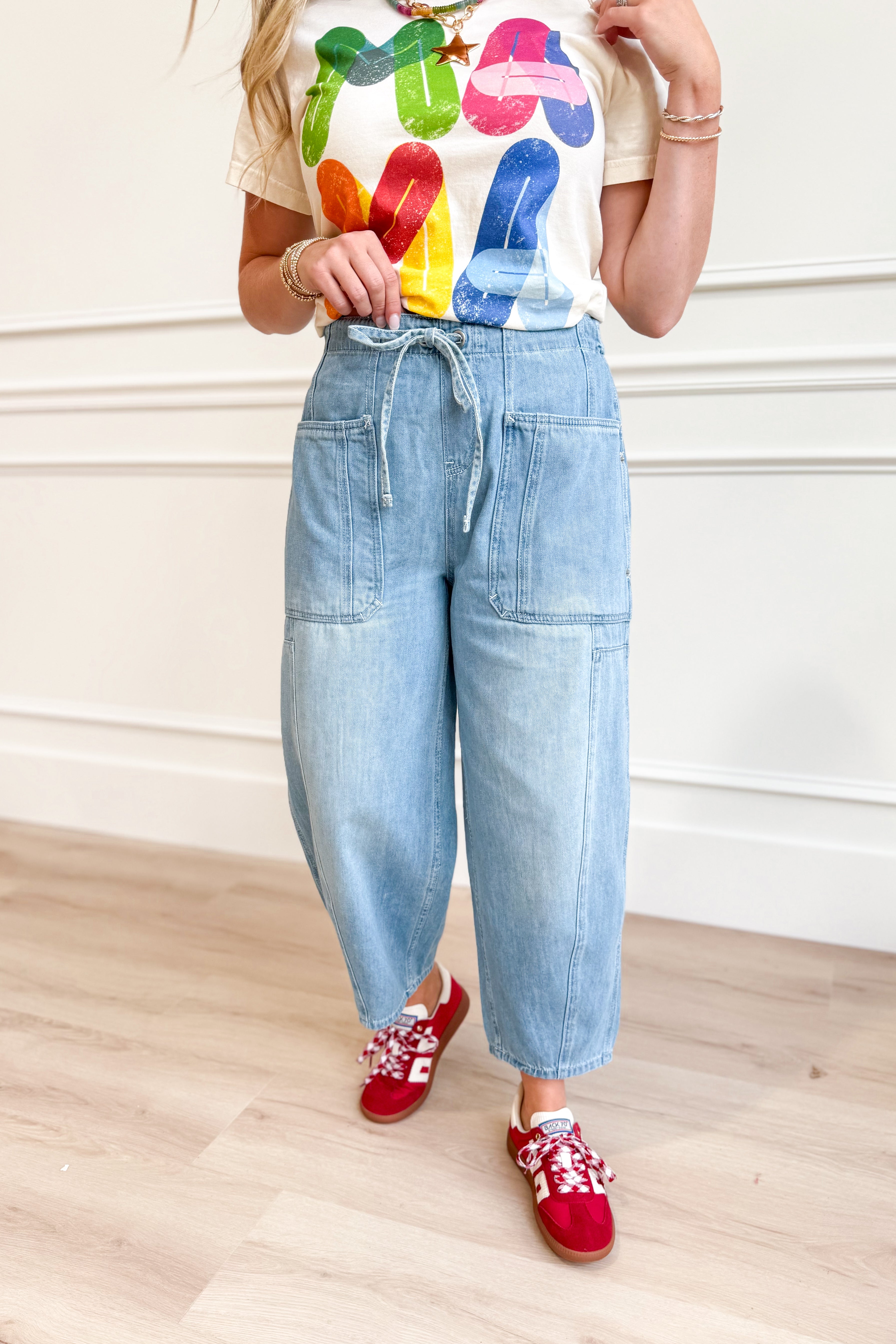 Corrine Denim Washed Barrel Pant - Coremarkets