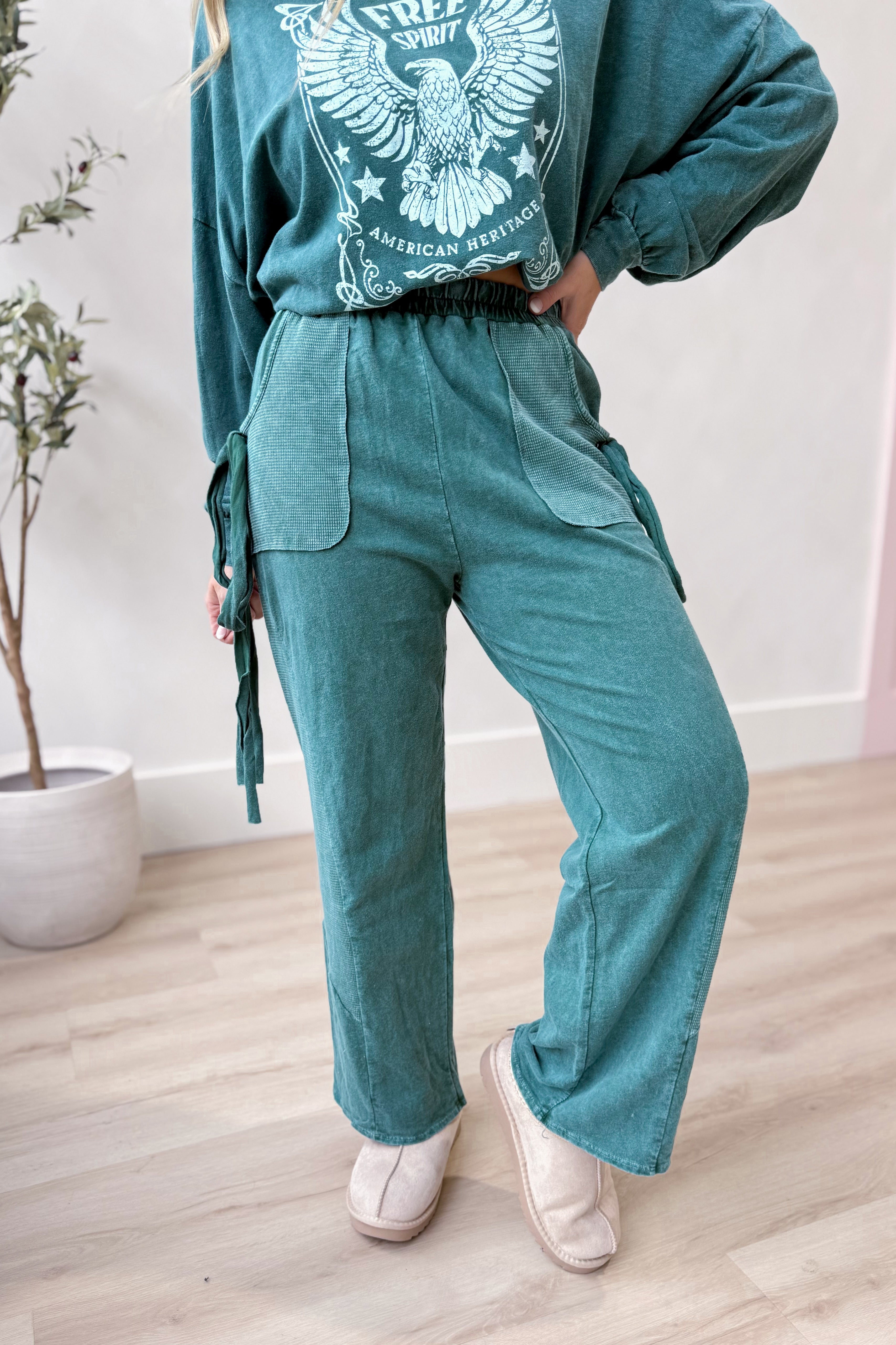 Carrie Mineral Wash Side Bow Pant - Coremarkets