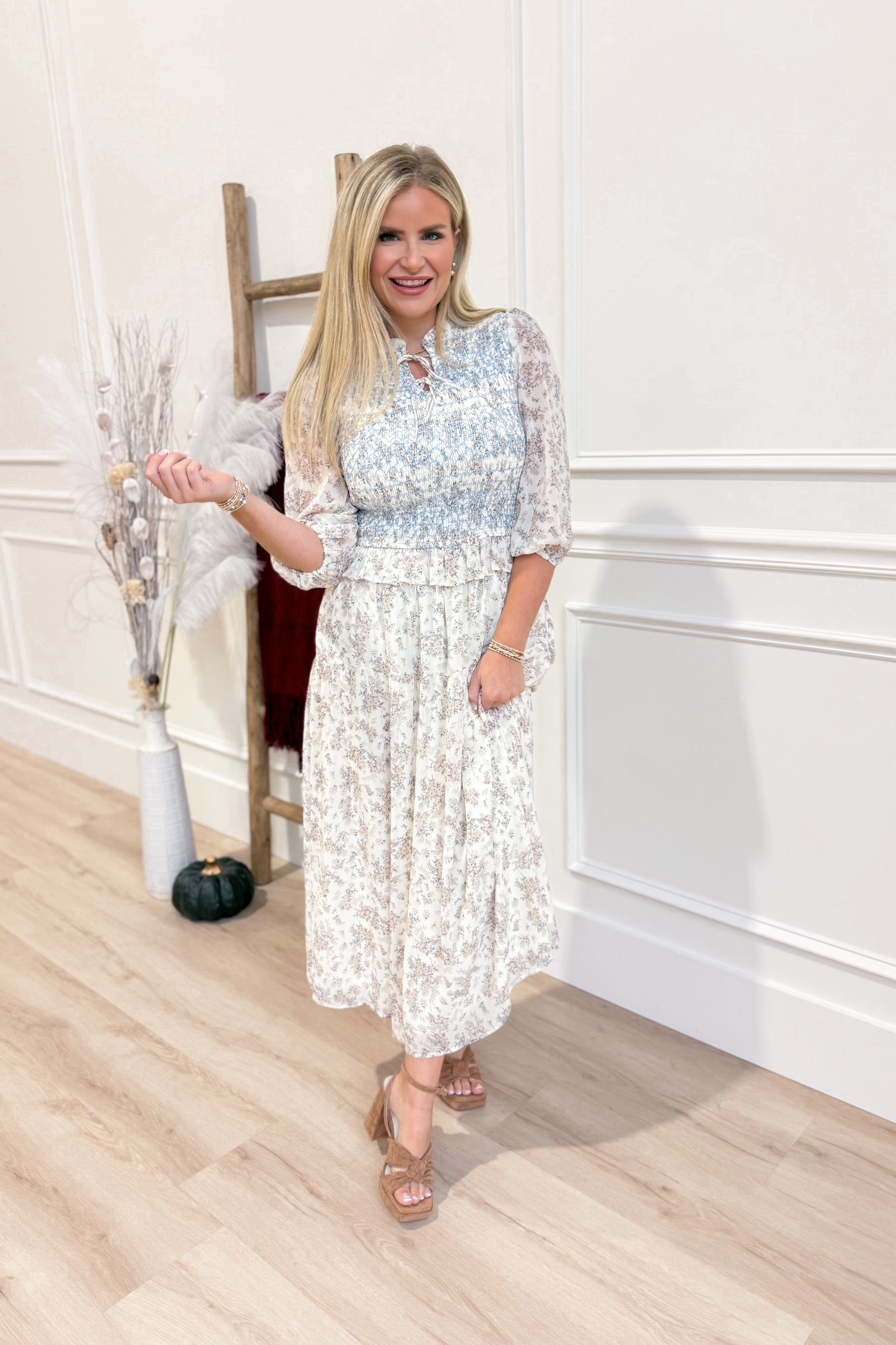 Carson Bubble Sleeve Floral Dress - Coremarkets