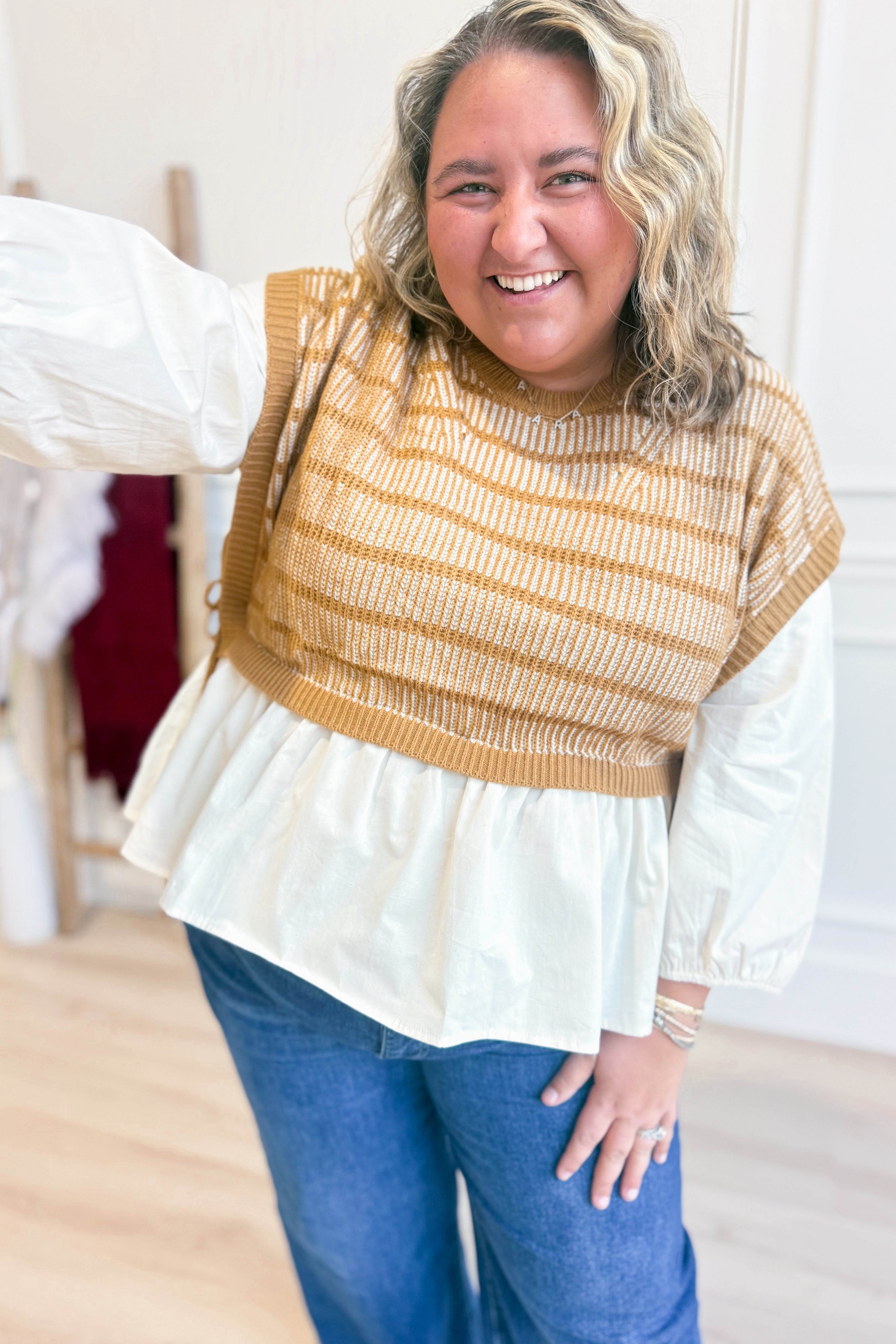 Francine Sweater Peplum Long Sleeve Top - Coremarkets