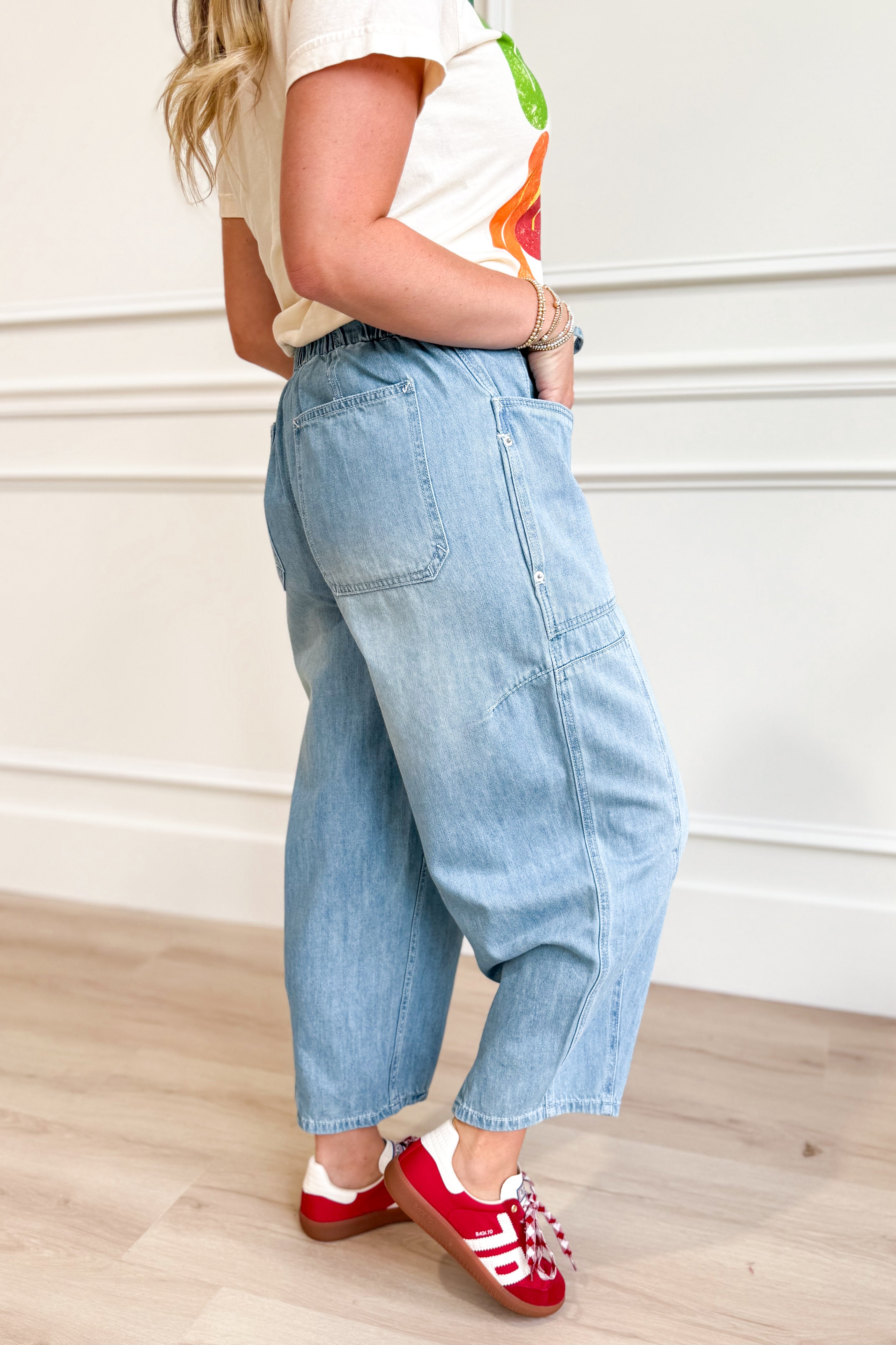 Corrine Denim Washed Barrel Pant - Coremarkets