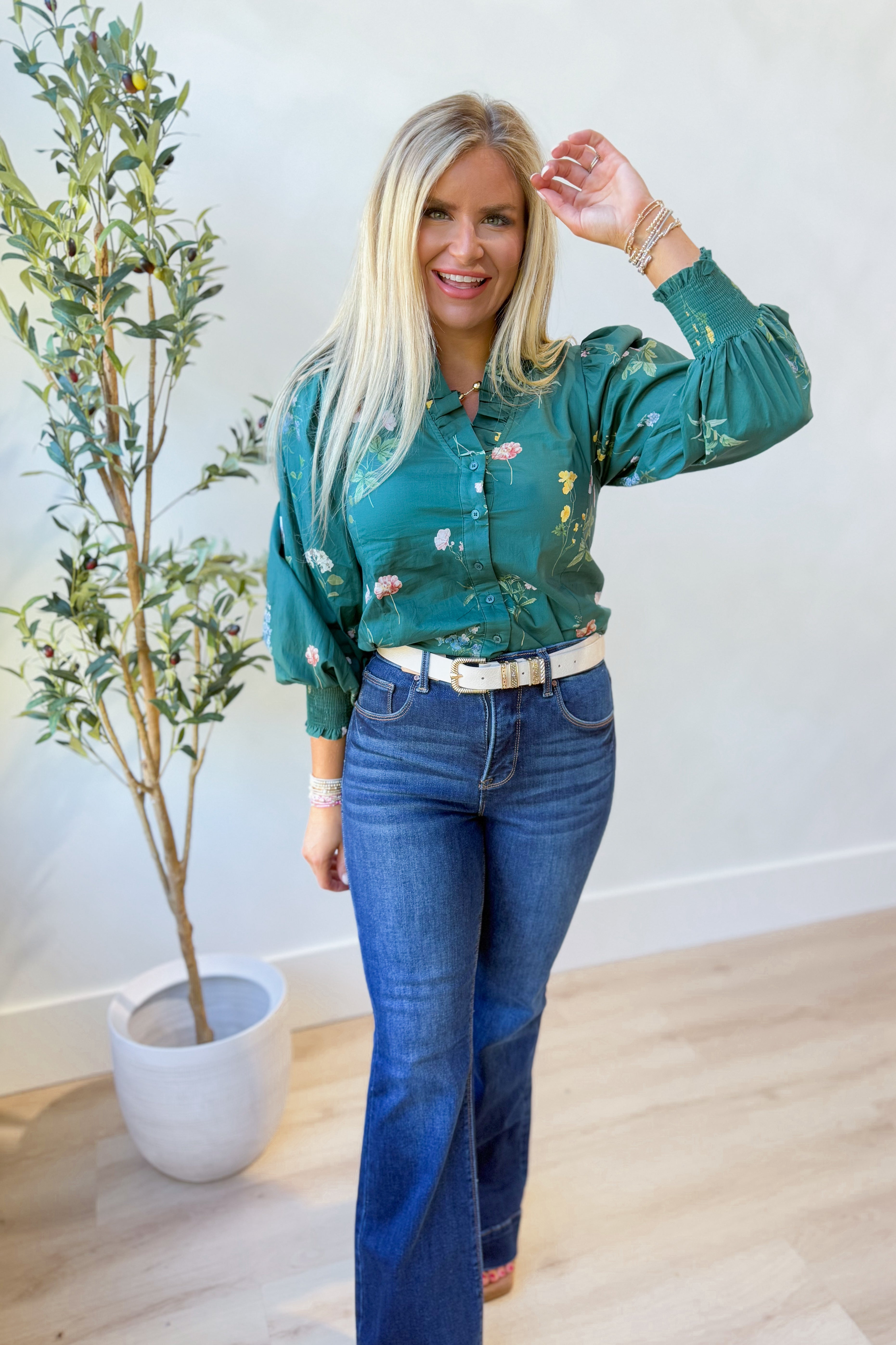 Tracey Floral Ruffle Accent Blouse - Coremarkets