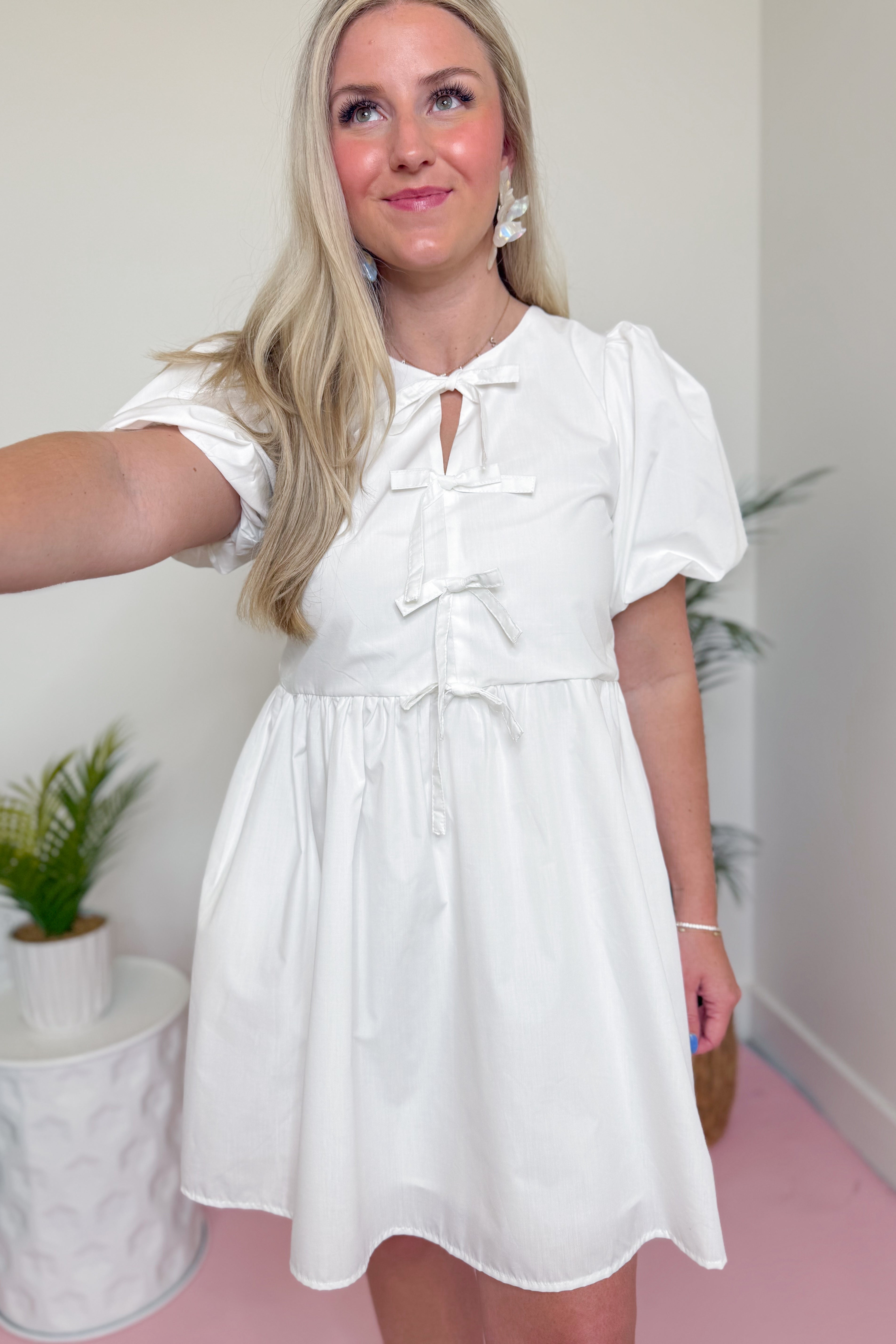 Zara Bubble Sleeve Ribbon Detail Dress - Coremarkets