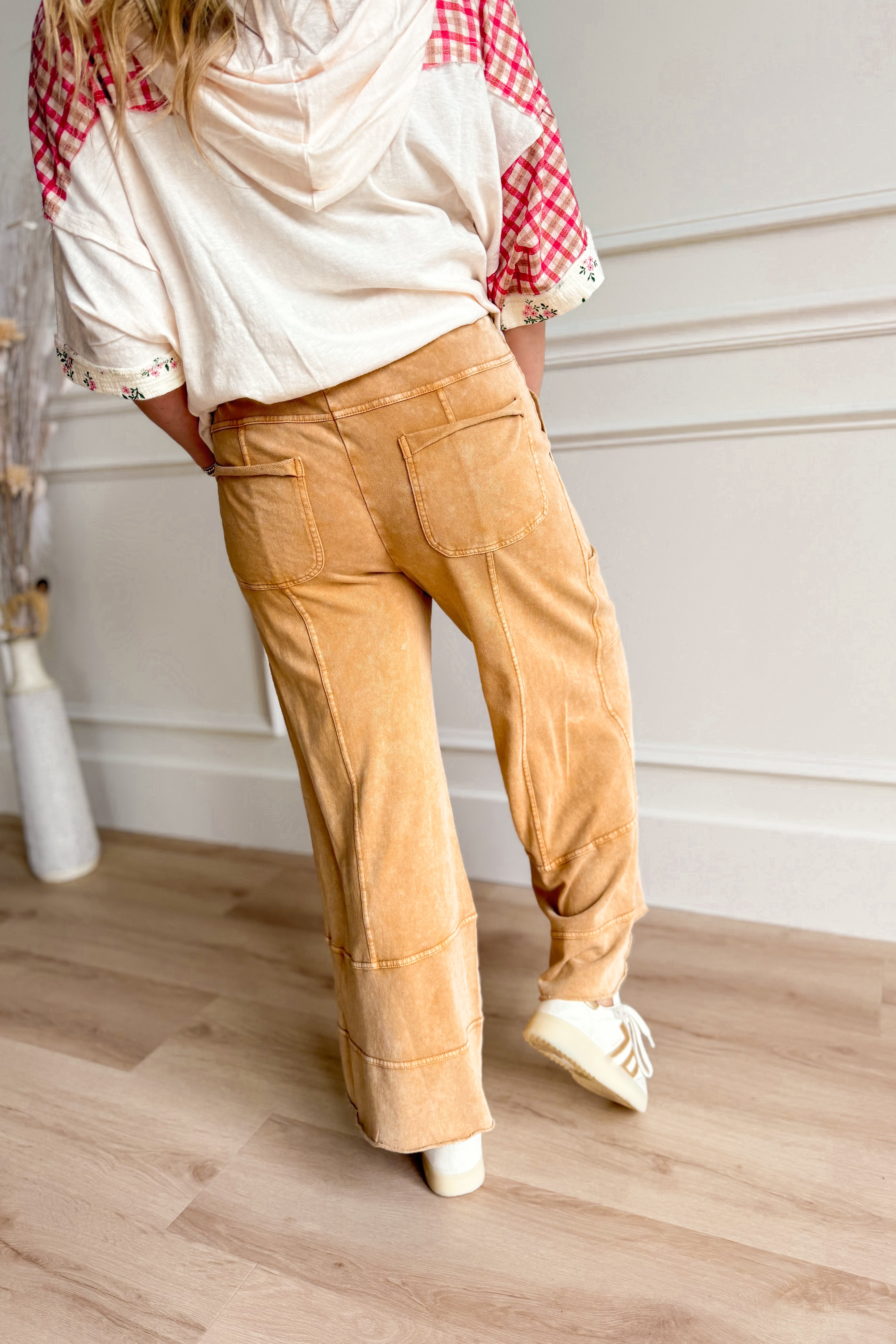 Bradley Mineral Washed Terry Knit Wide Leg Pants [S~3X] - Coremarkets