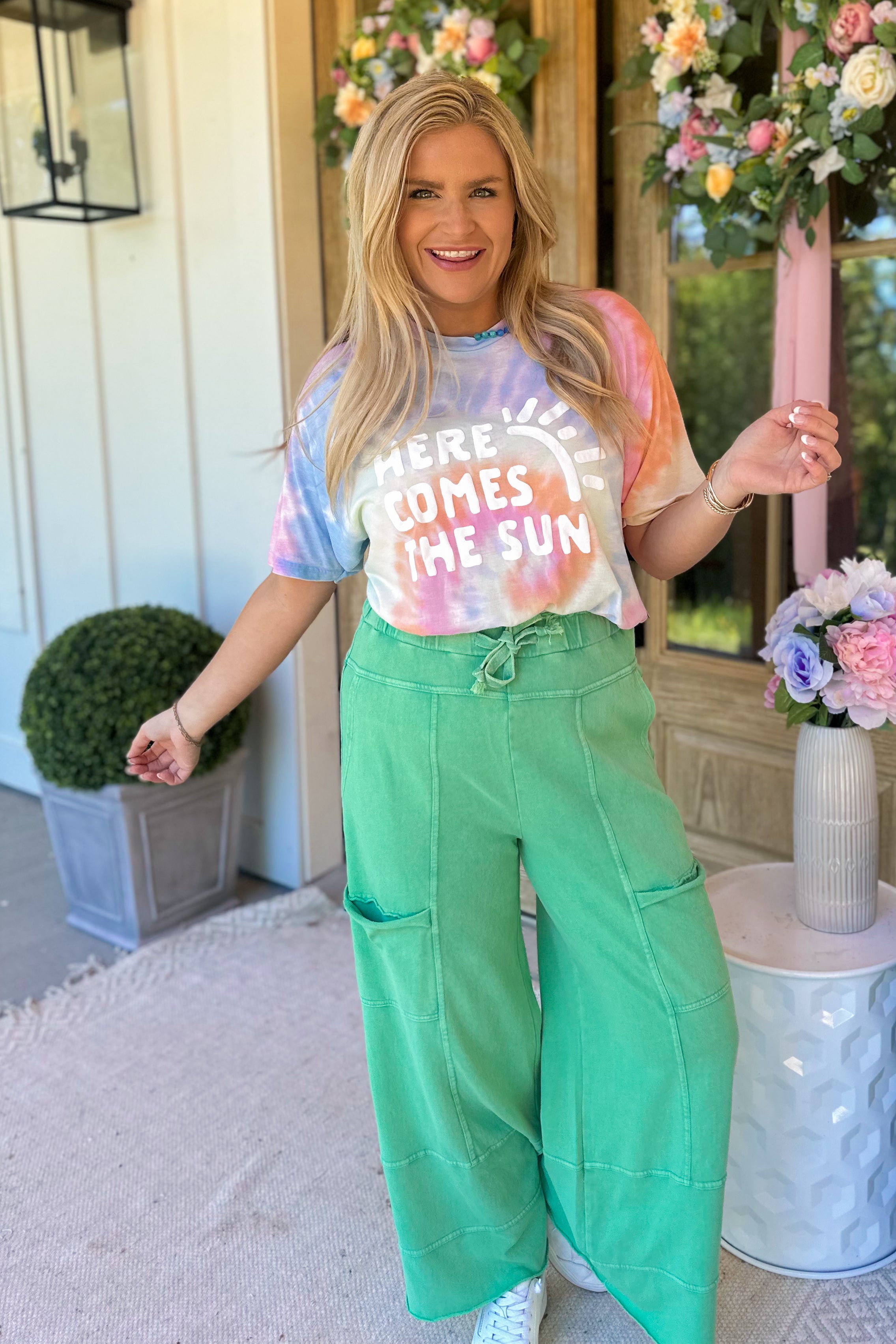 Bradley Mineral Washed Terry Knit Wide Leg Pants - Coremarkets