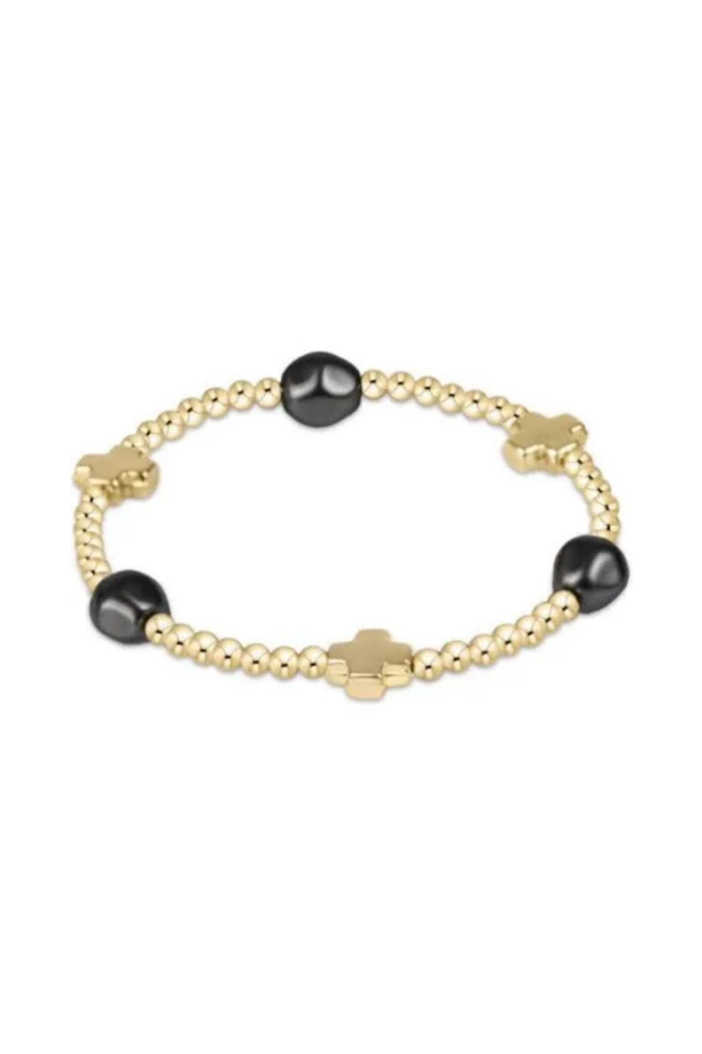Enewton Pearl Grey Signature Cross Admire Gold Pattern 3mm Bracelet - Coremarkets