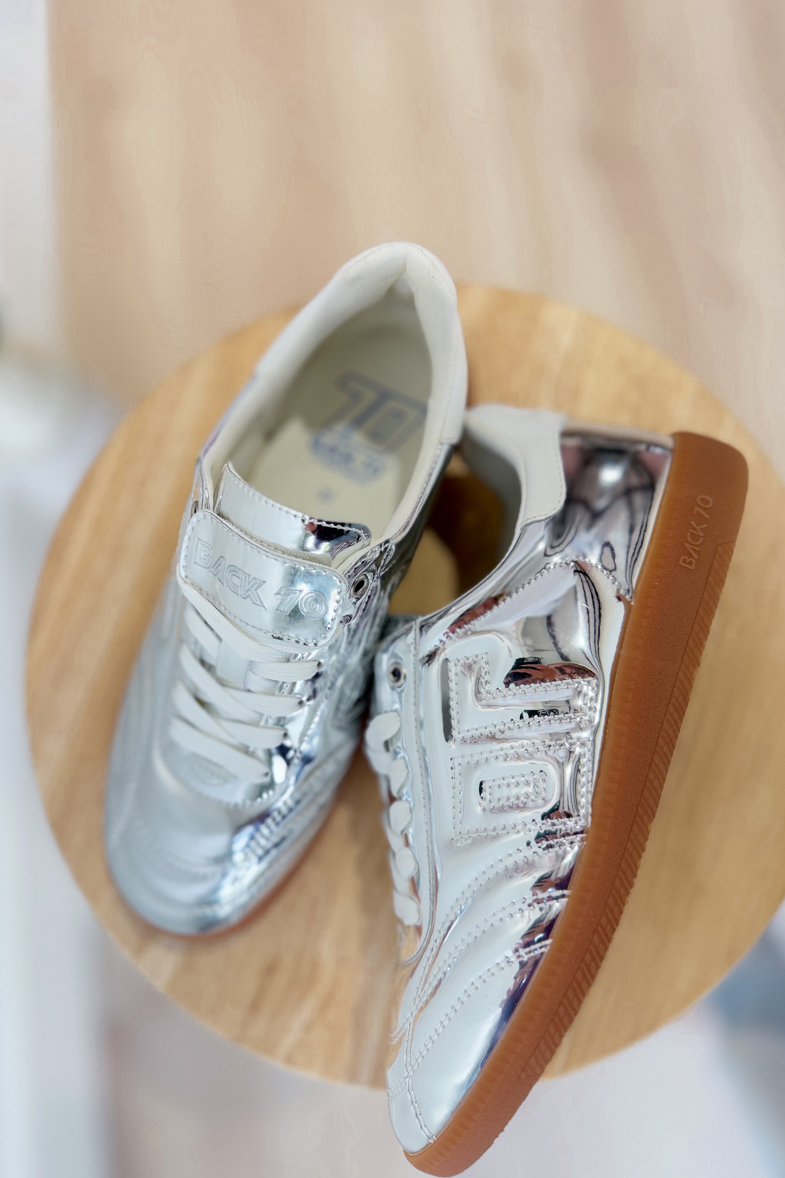 BACK70 Fluffy Sneakers in Silver - Coremarkets