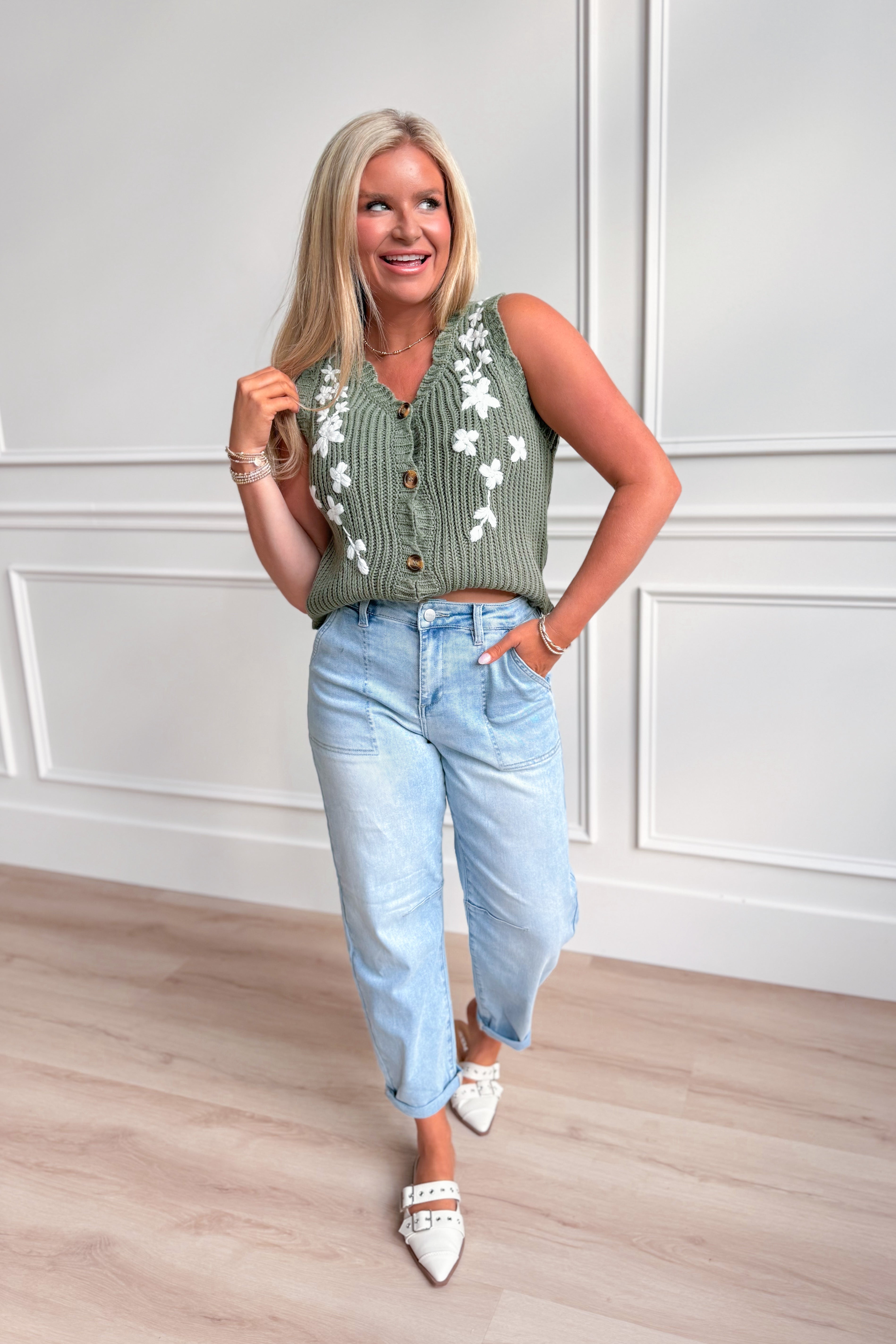 Linda Flower Knit Sweater Vest - Coremarkets