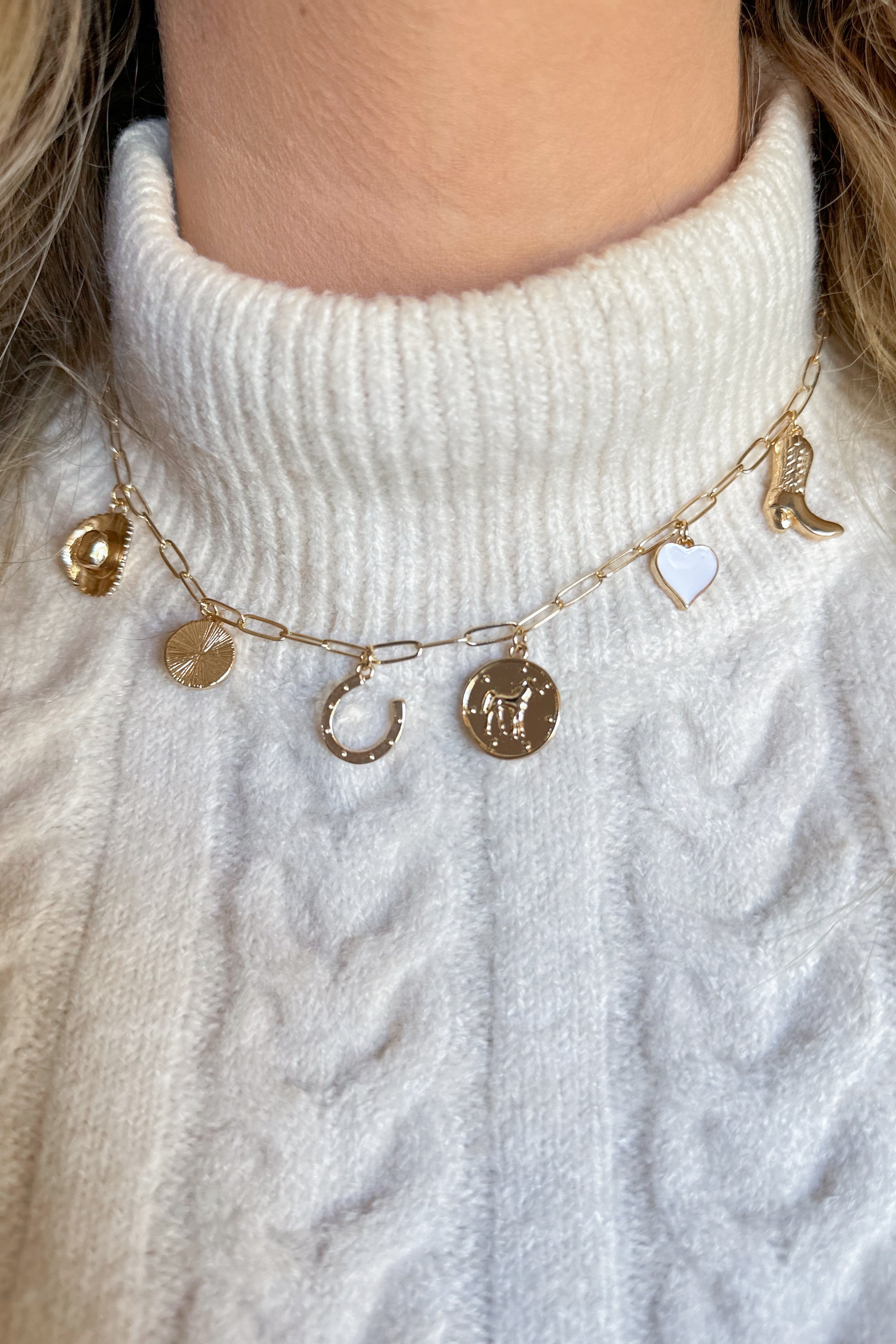 Charm Necklace ~ Gold "Western" Charm Necklace - Coremarkets