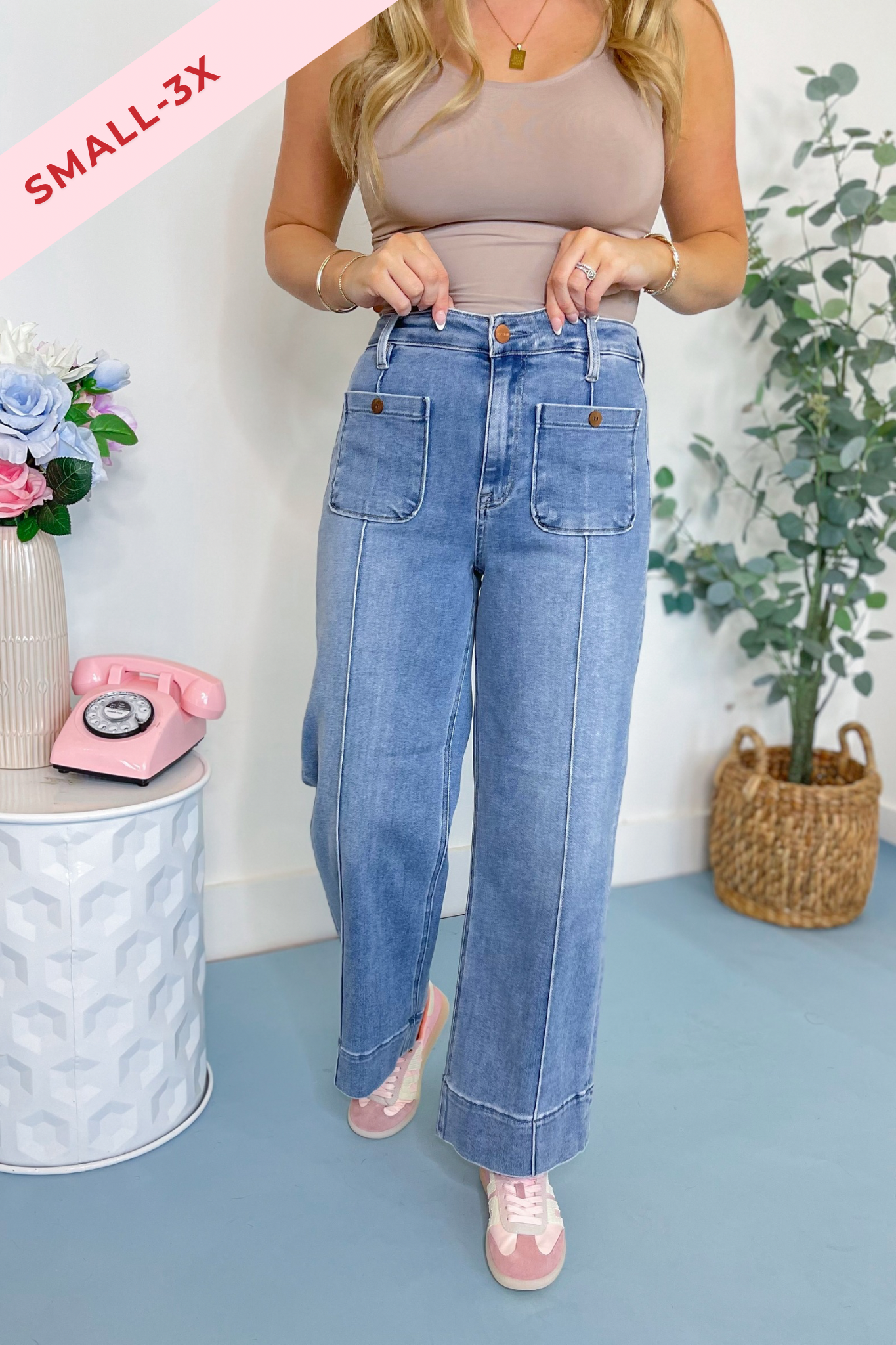 Risen Amber High Rise Crop Wide Leg Jeans - Coremarkets