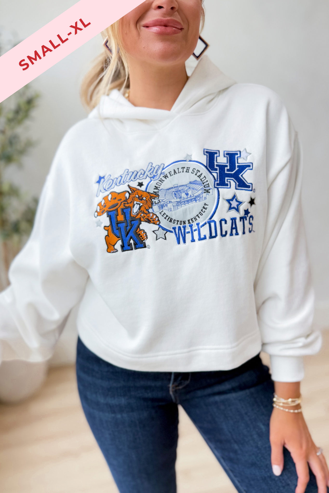 GameDay Social Kentucky Layer Patch Luxe Cropped Hoodie Sweatshirt - Coremarkets