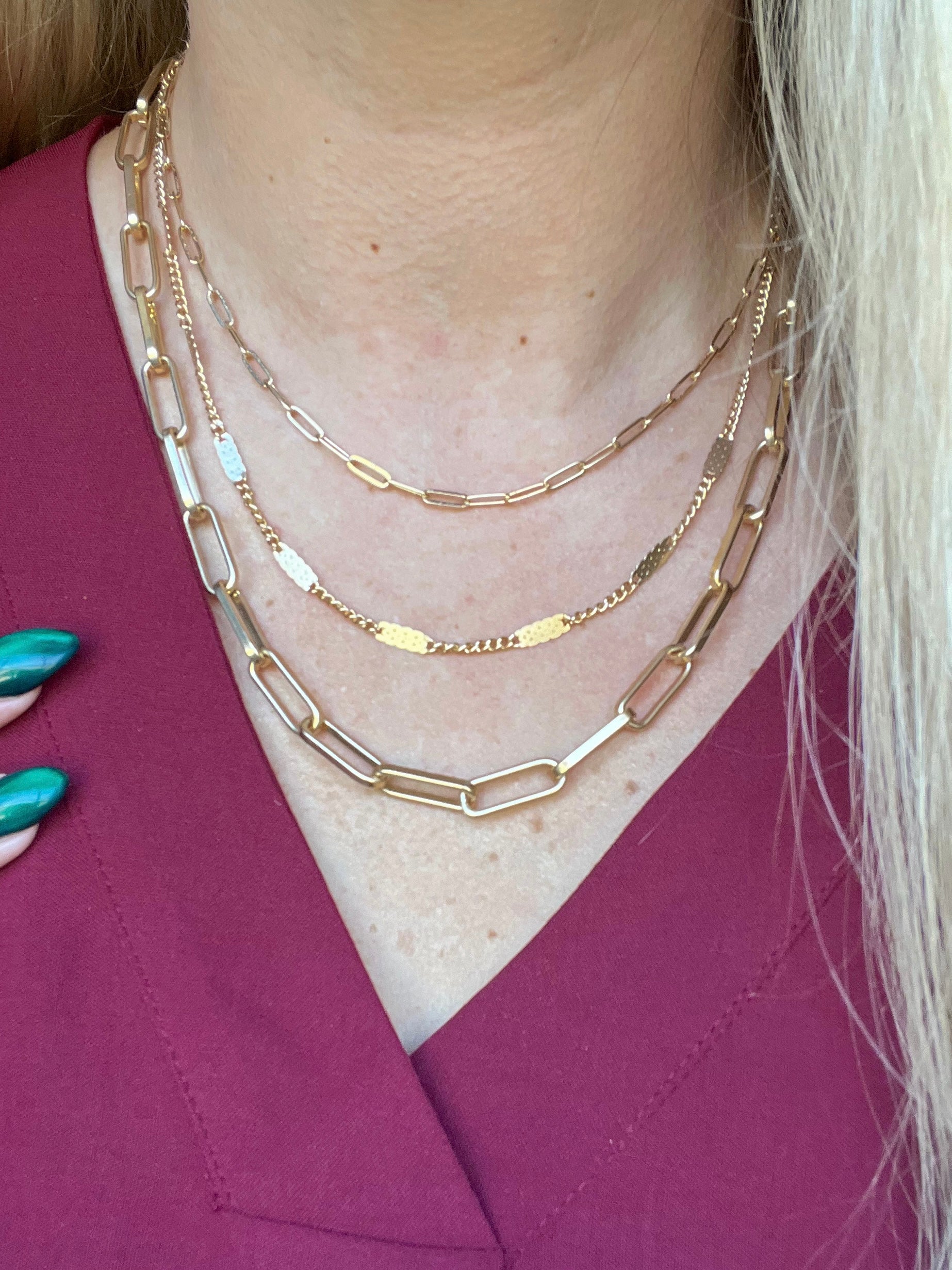 Three Layered Matte Gold Necklace - Coremarkets