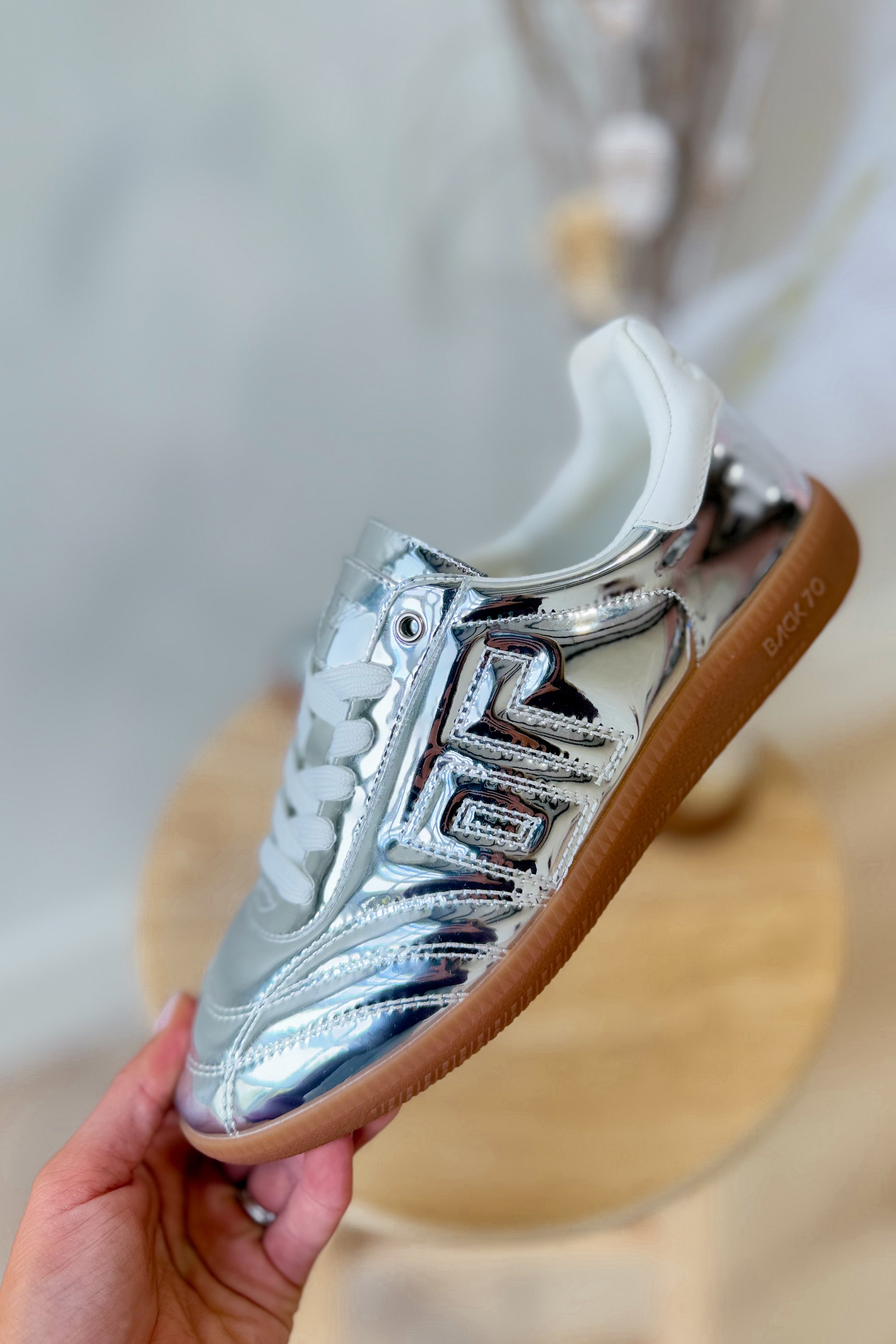 BACK70 Fluffy Sneakers in Silver - Coremarkets