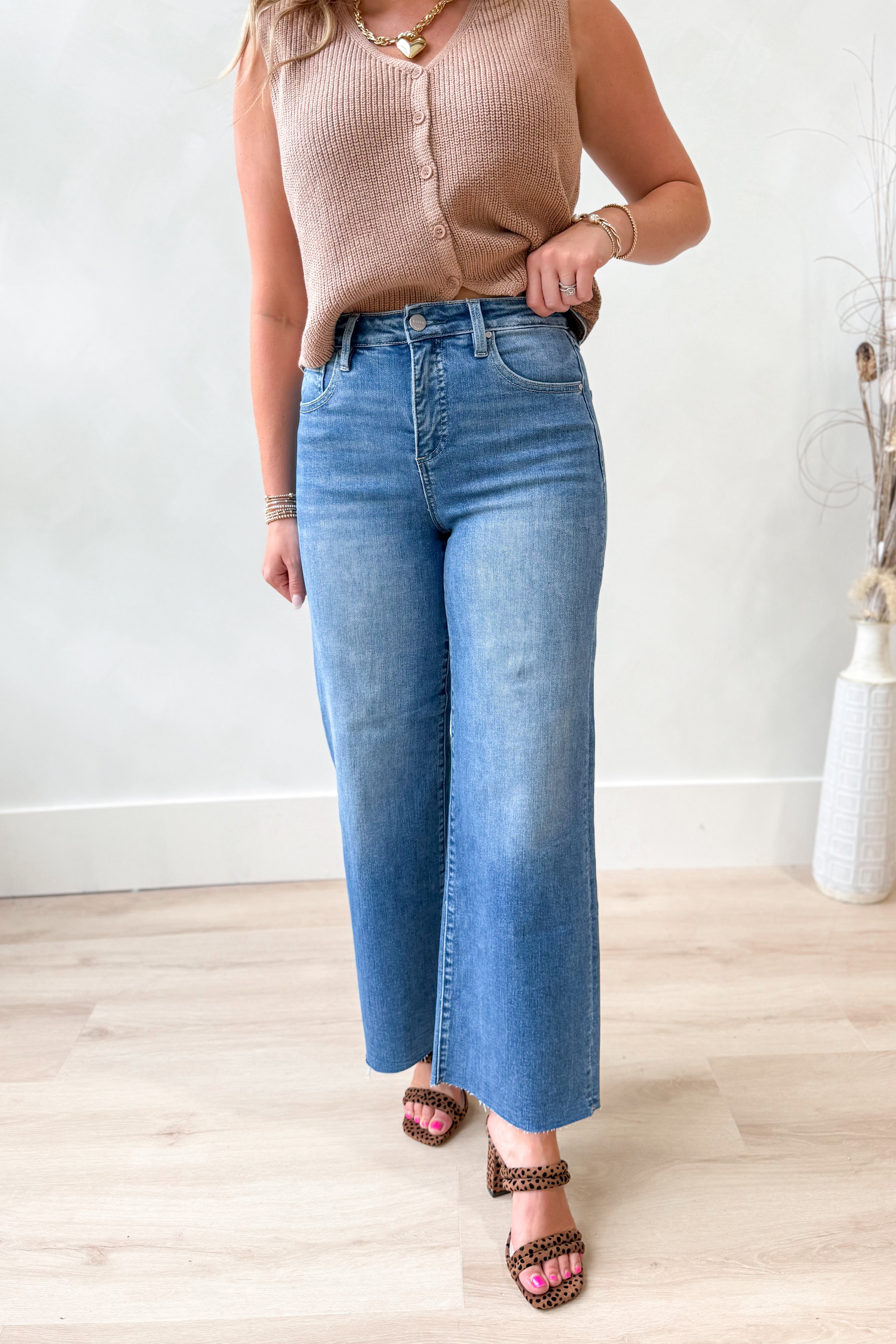 Risen Stevie High Rise Crop Wide Leg Tummy Control Pants - Coremarkets
