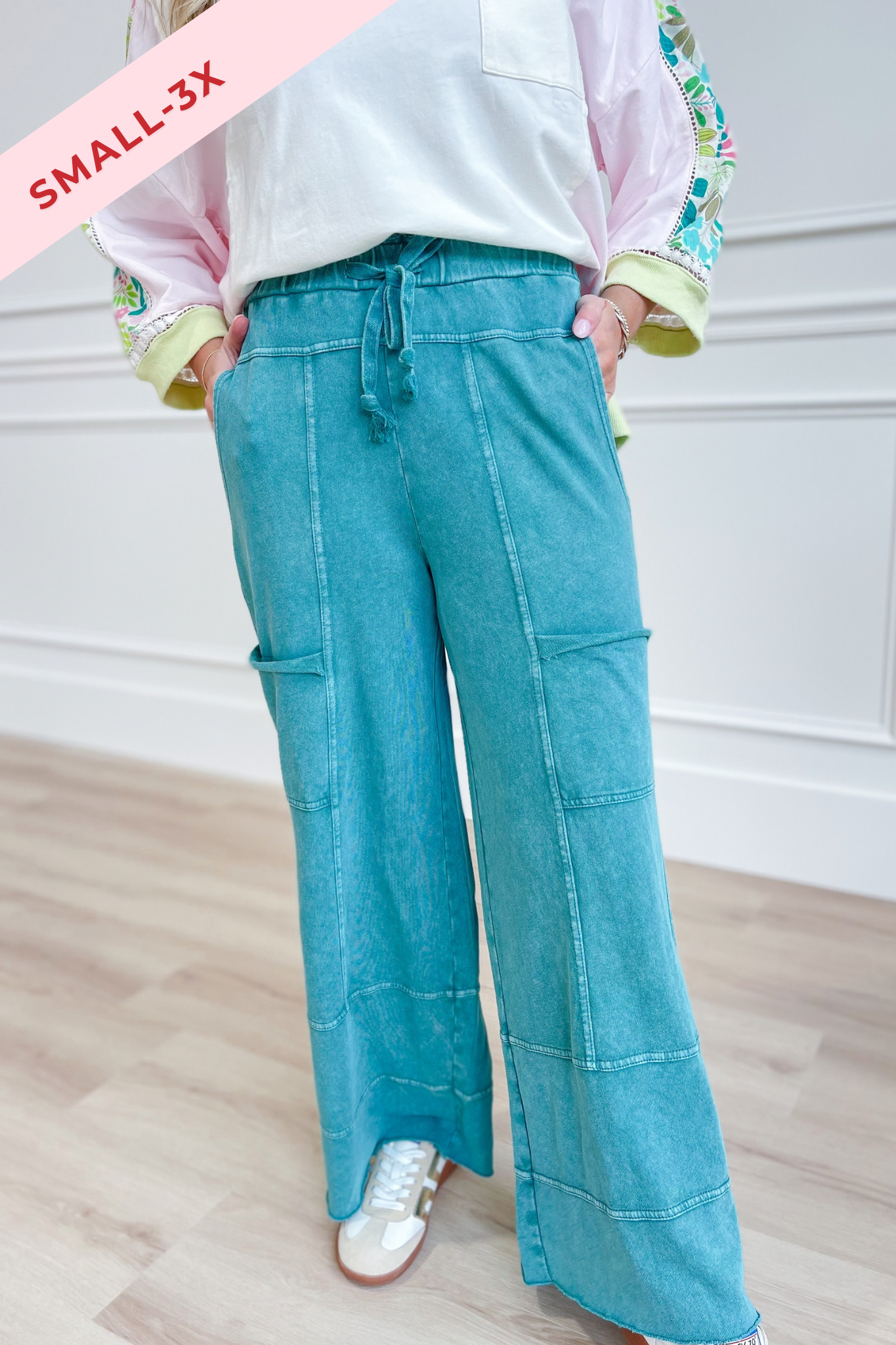 Bradley Mineral Washed Terry Knit Wide Leg Pants - Coremarkets