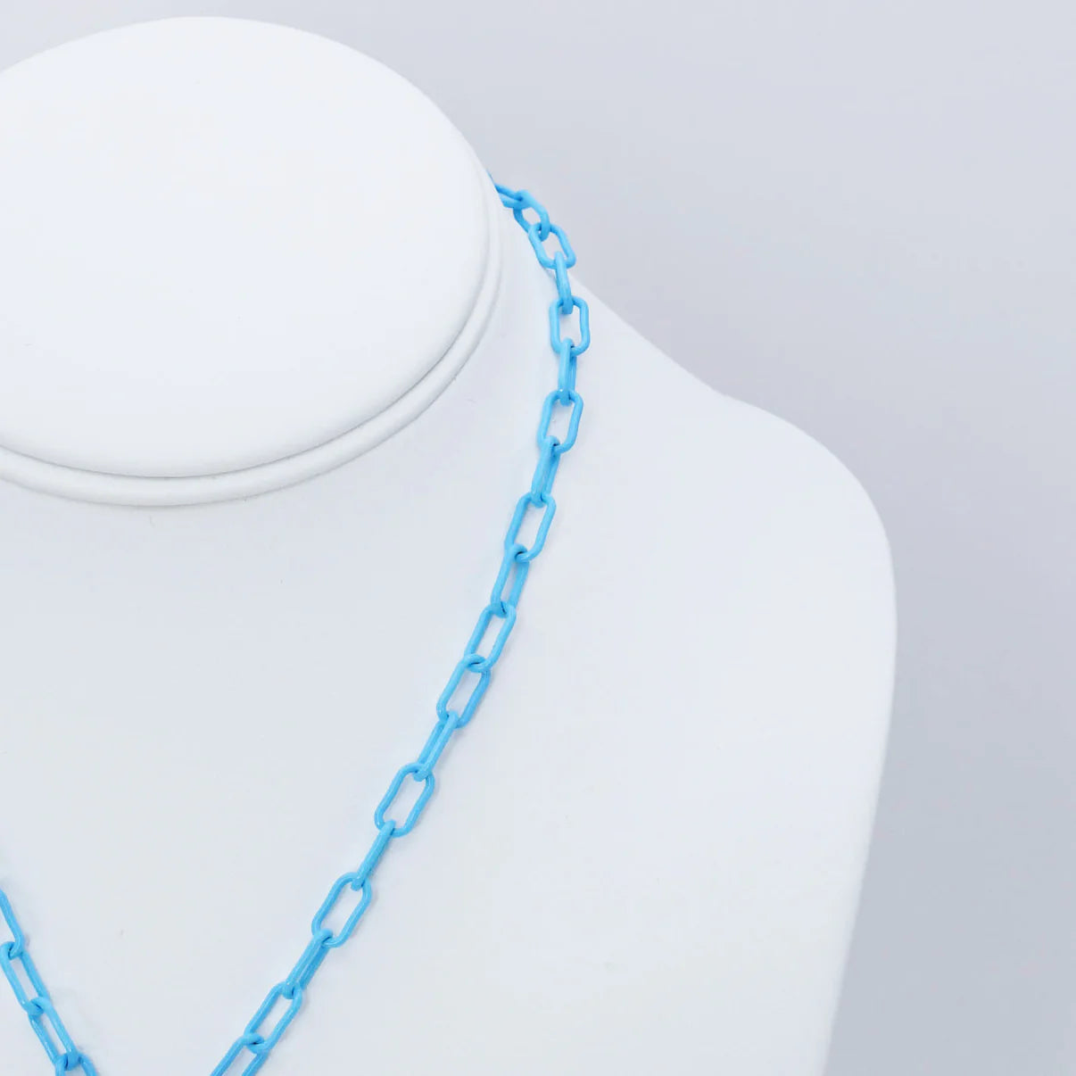 Treasure Jewels Crystal Heart Blue Link Necklace - Coremarkets