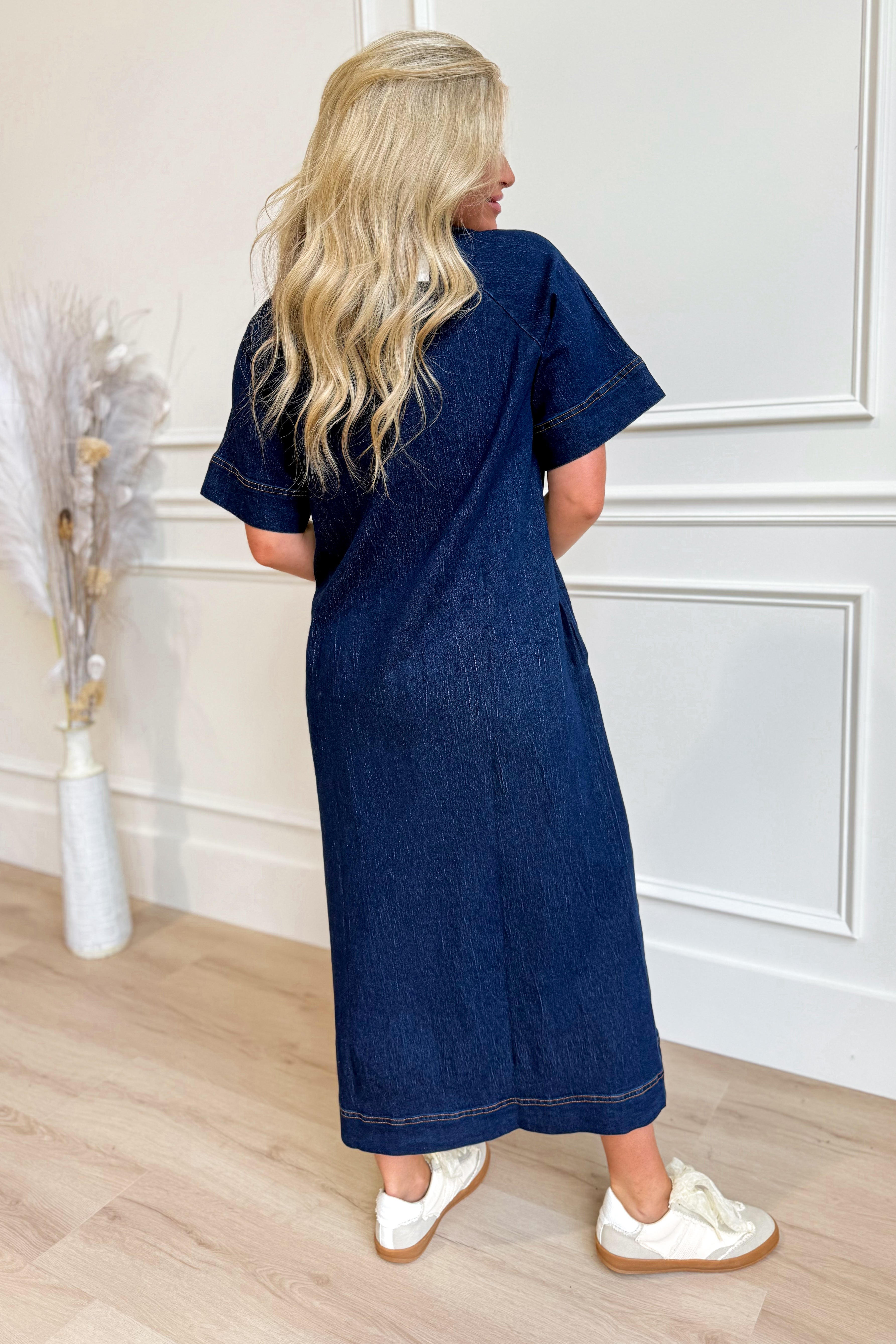 Kiana Denim Raglan Sleeve Midi Dress - Coremarkets