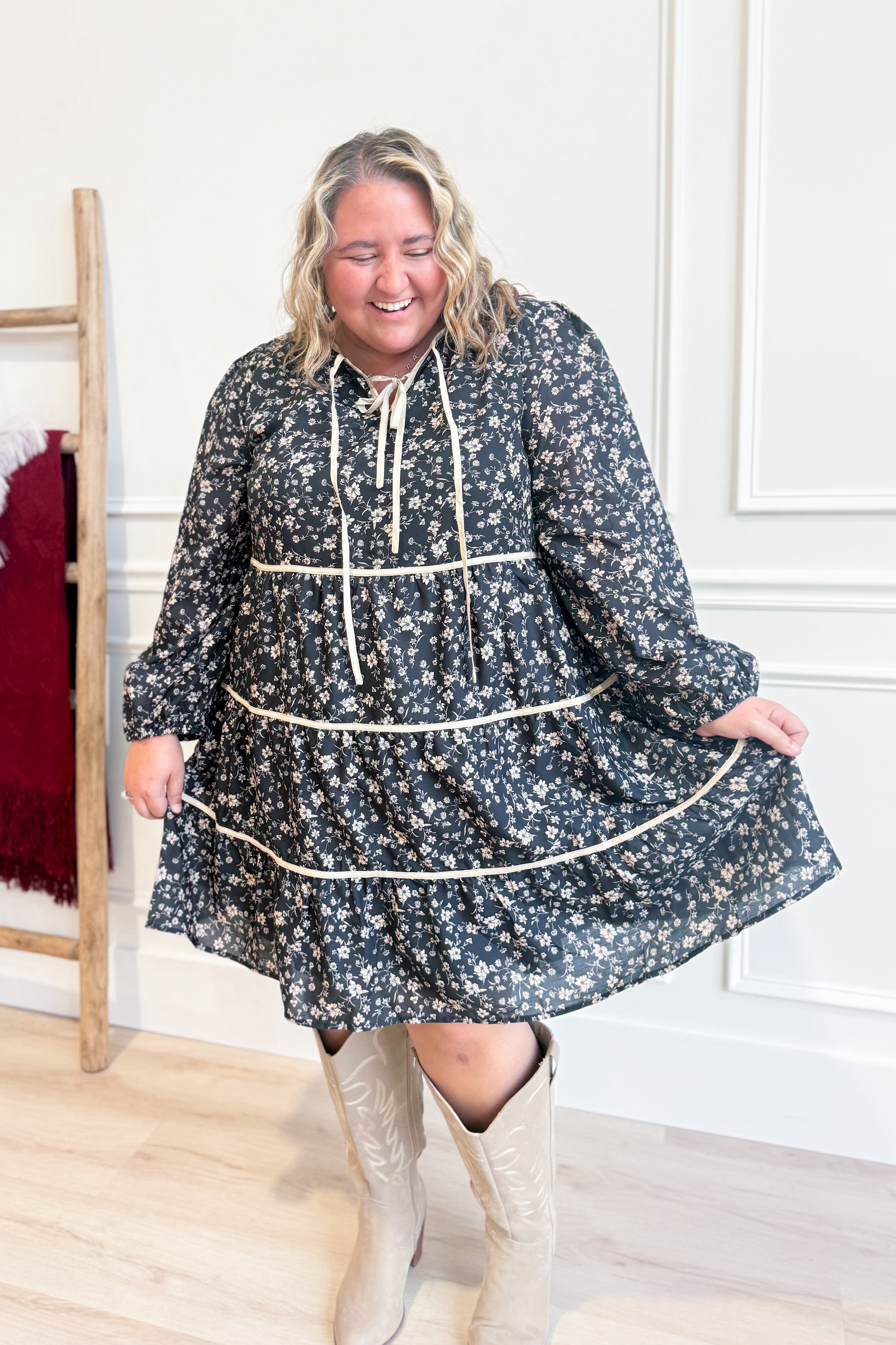 Susan Floral Printed Tiered Dress - Coremarkets