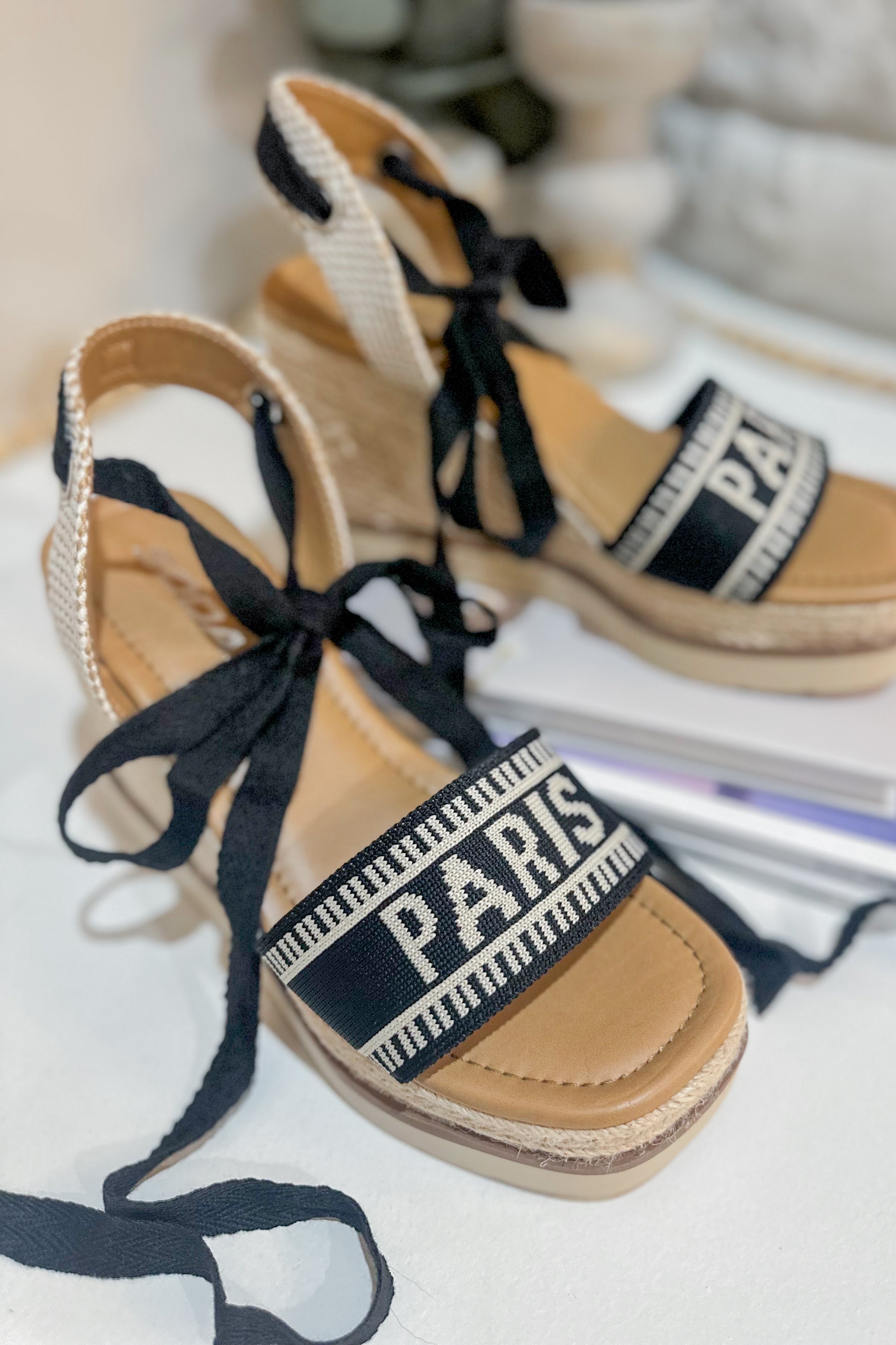 Times City Inspired Ankle Wrap Espadrille Wedge Sandals - Coremarkets