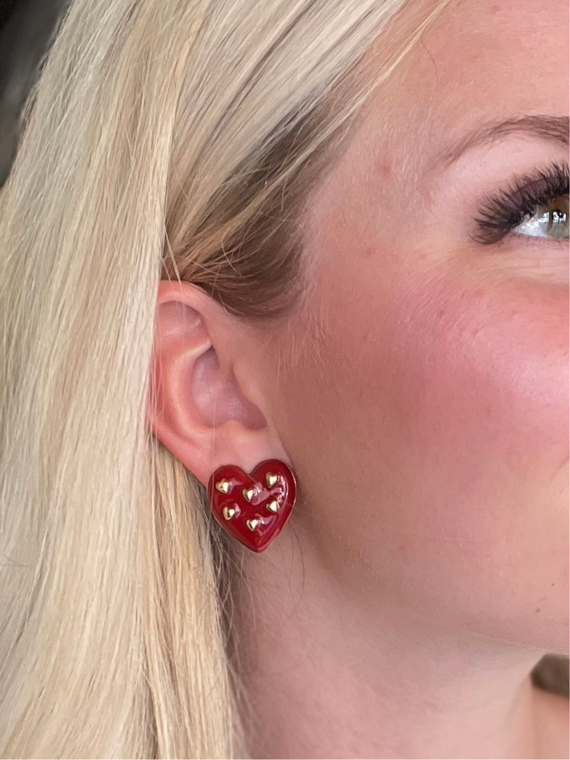 Treasure Jewels Red Multi Heart Earrings - Coremarkets