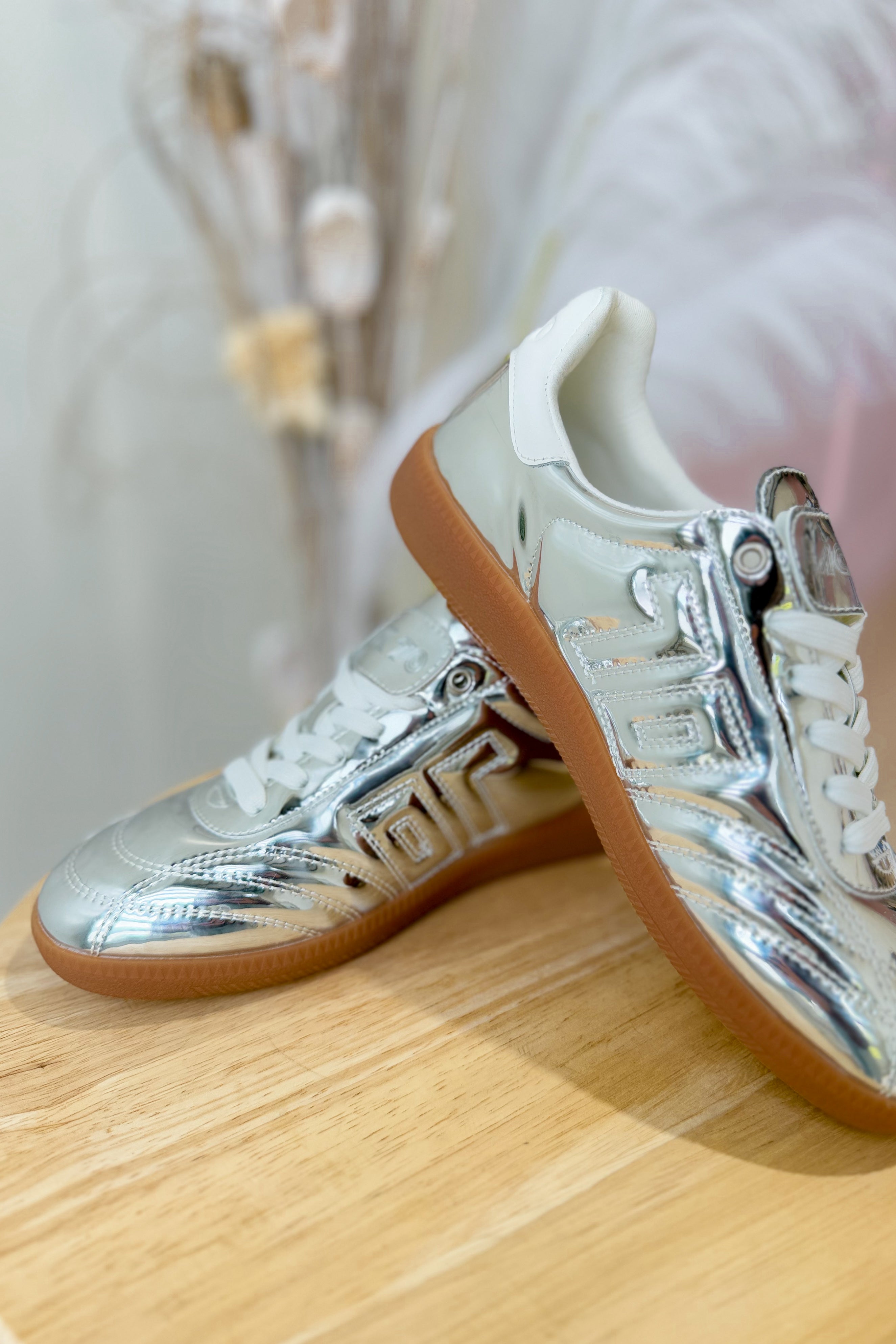 BACK70 Fluffy Sneakers in Silver - Coremarkets