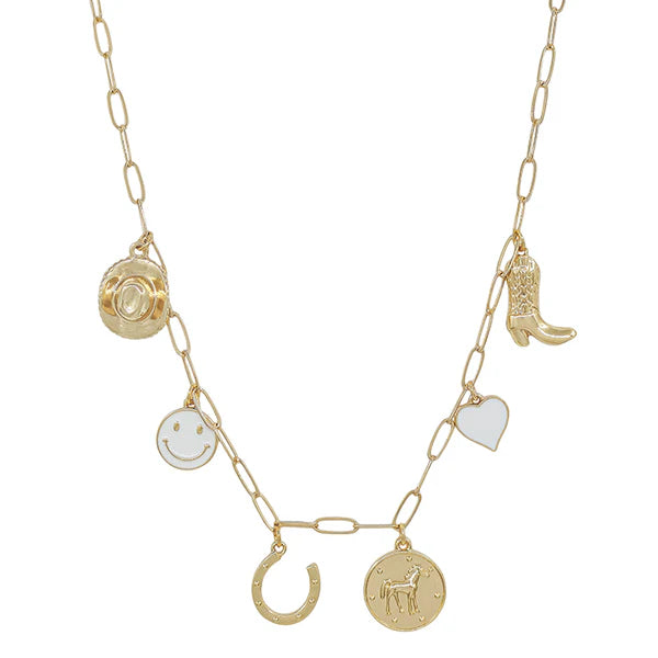 Charm Necklace ~ Gold "Western" Charm Necklace - Coremarkets