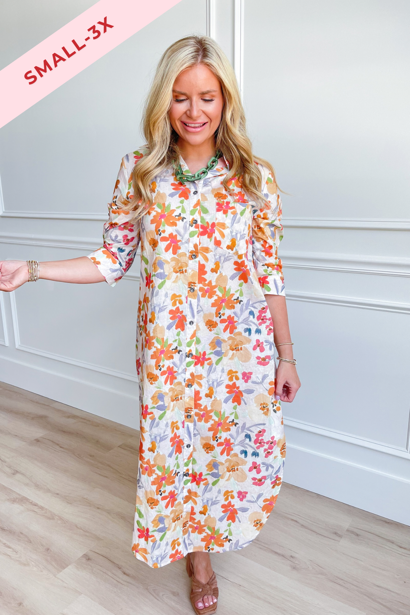 Lisa Multi Floral Button Down Dress - Coremarkets