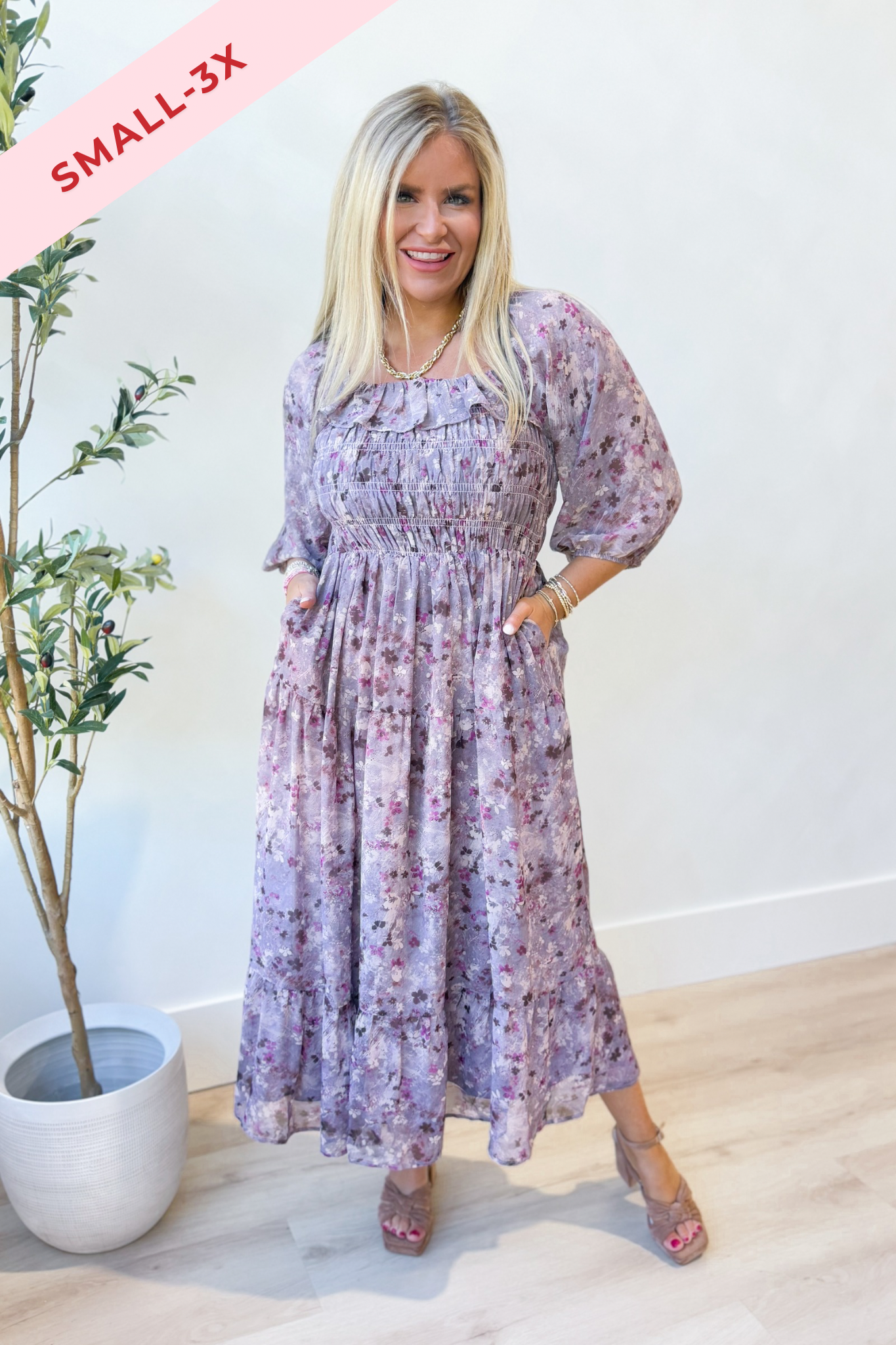 Scarlett Floral Smocked Midi Dress - Coremarkets