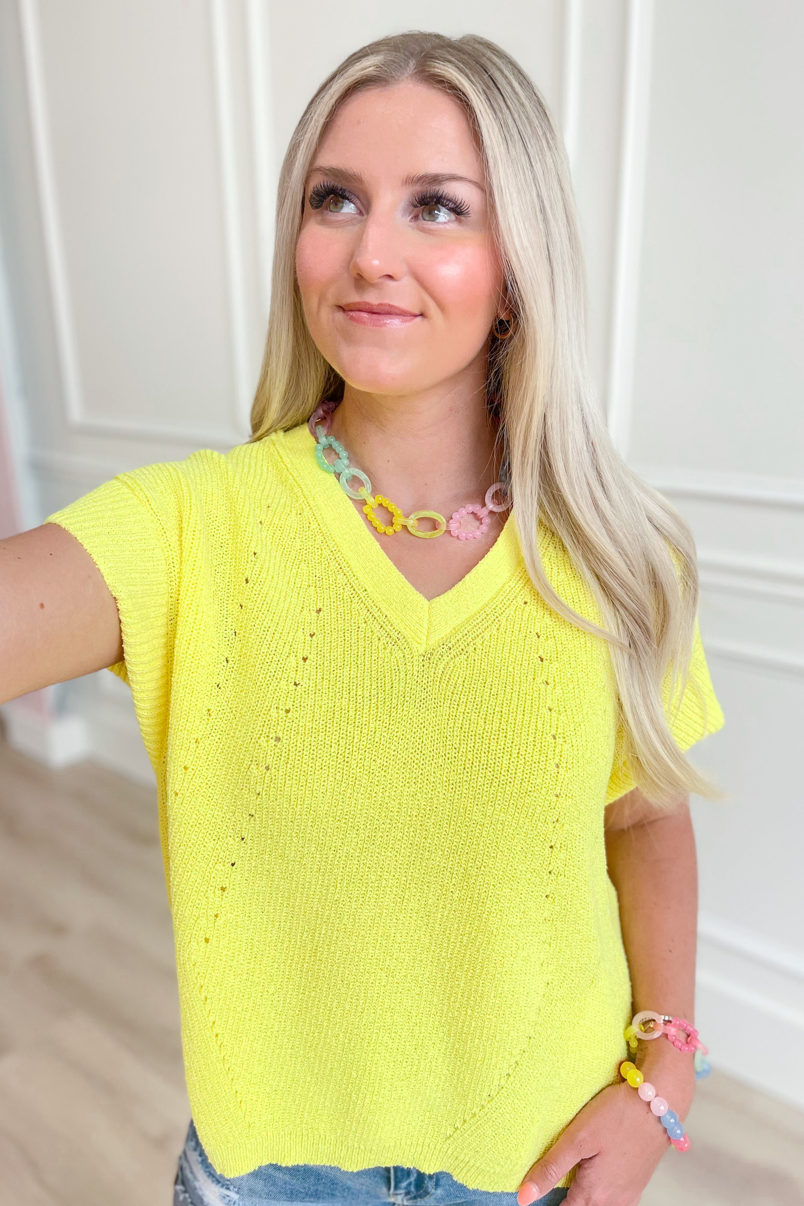 Corina Sweater Knit Short Sleeve Top - Coremarkets