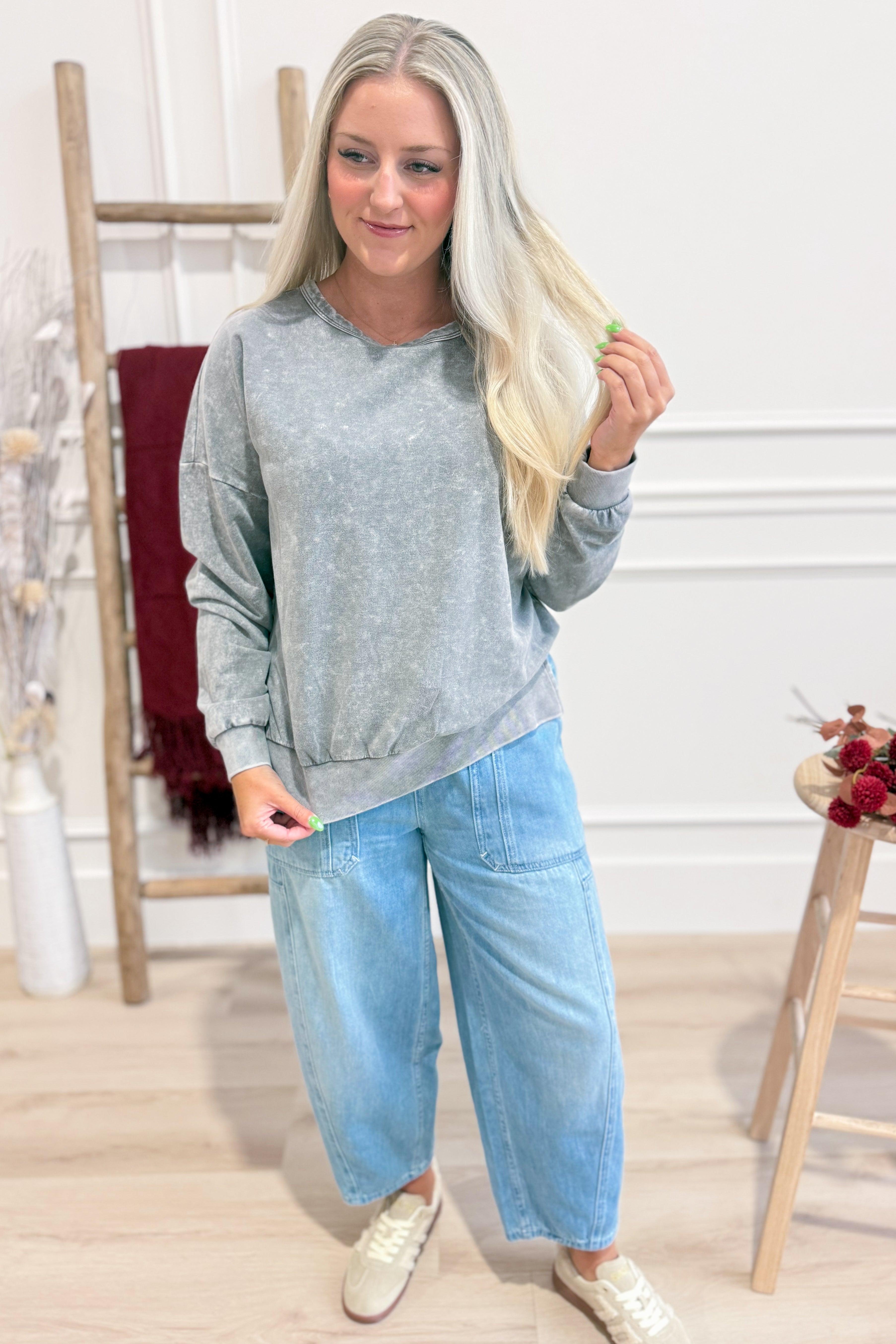 Pre-Order Millie Drop Shoulder Mineral Wash Pullover - Coremarkets