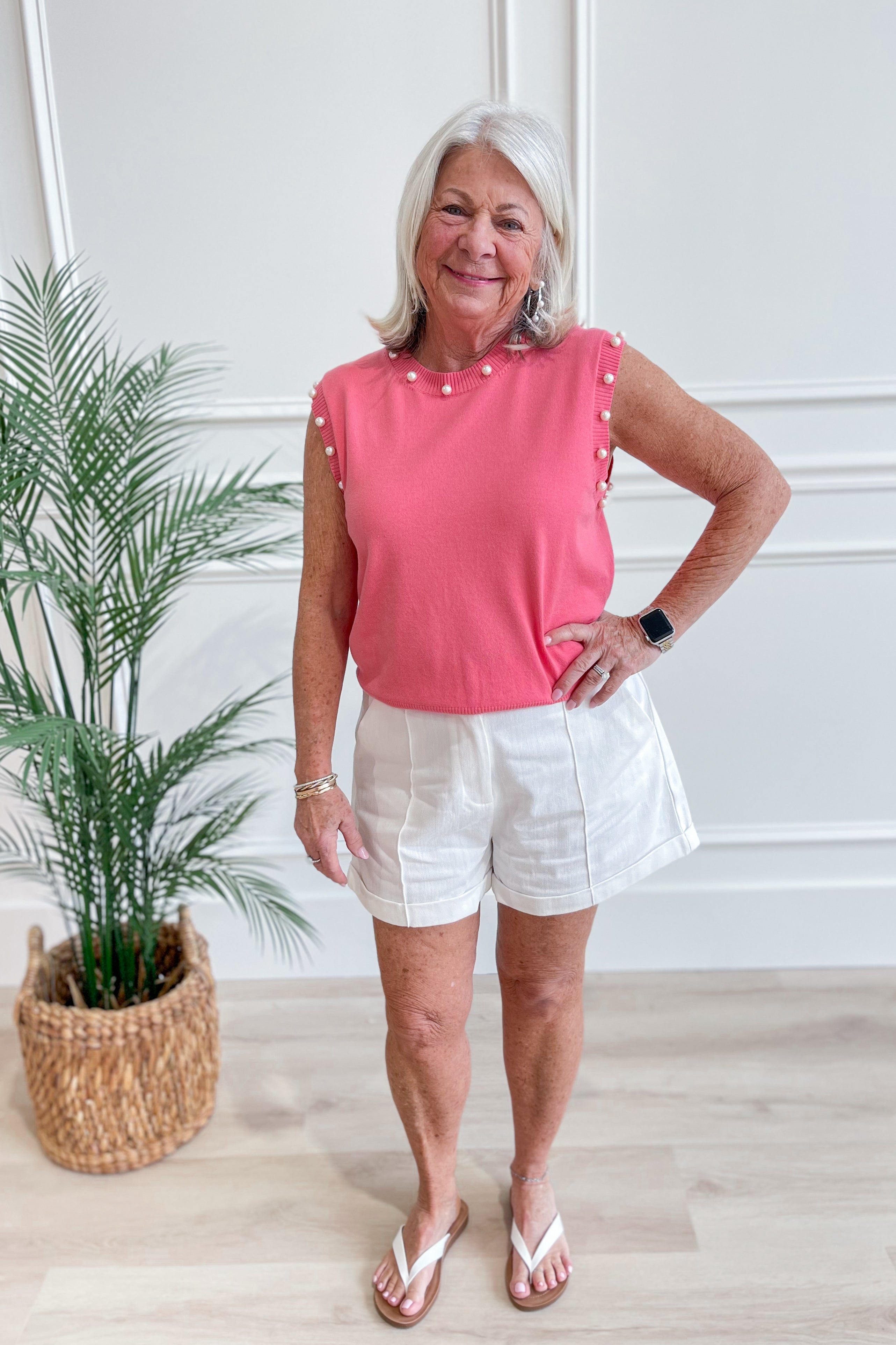 Rosie Pearl Embellished Sleeveless Top - Coremarkets