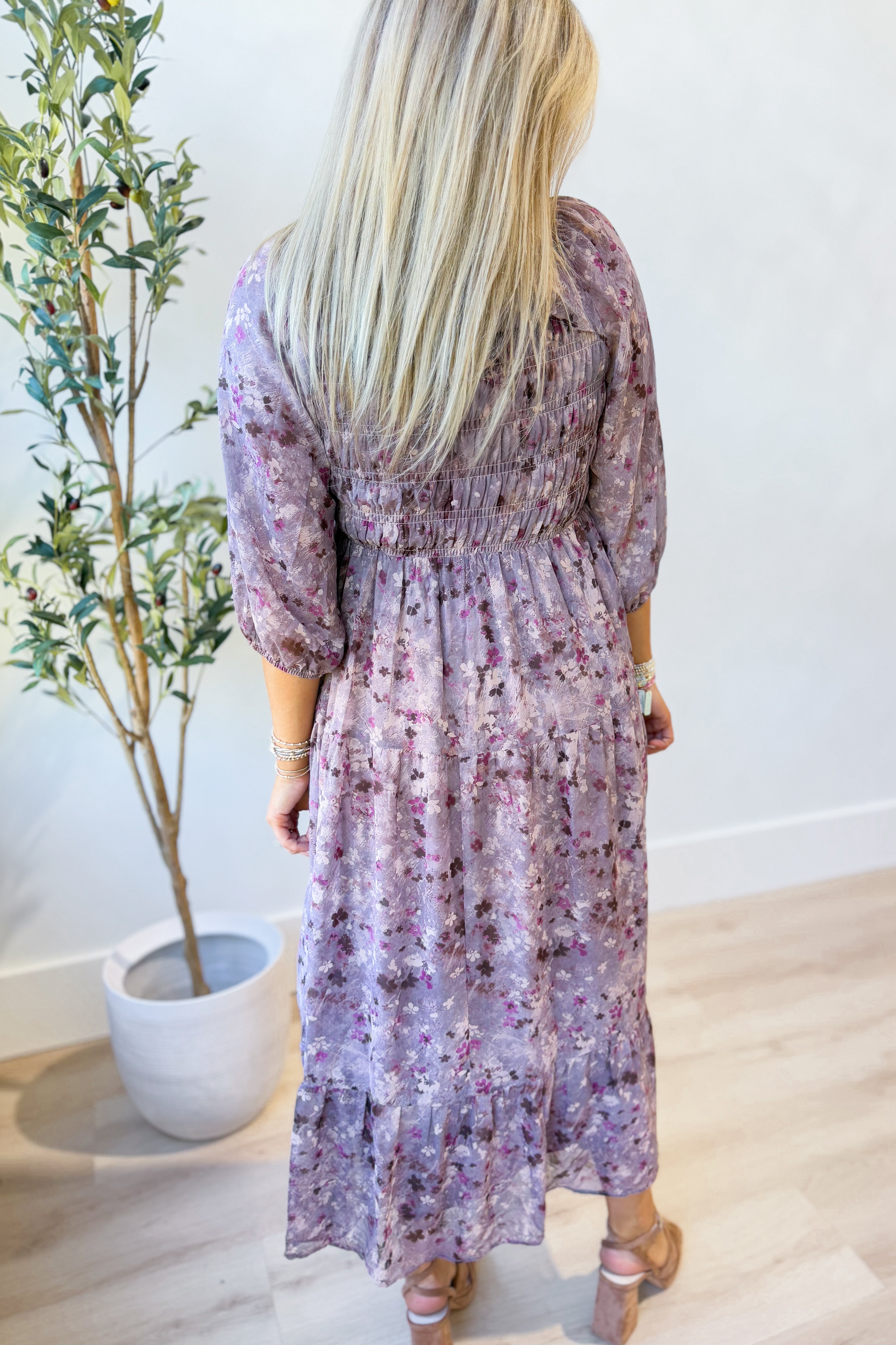 Scarlett Floral Smocked Midi Dress - Coremarkets