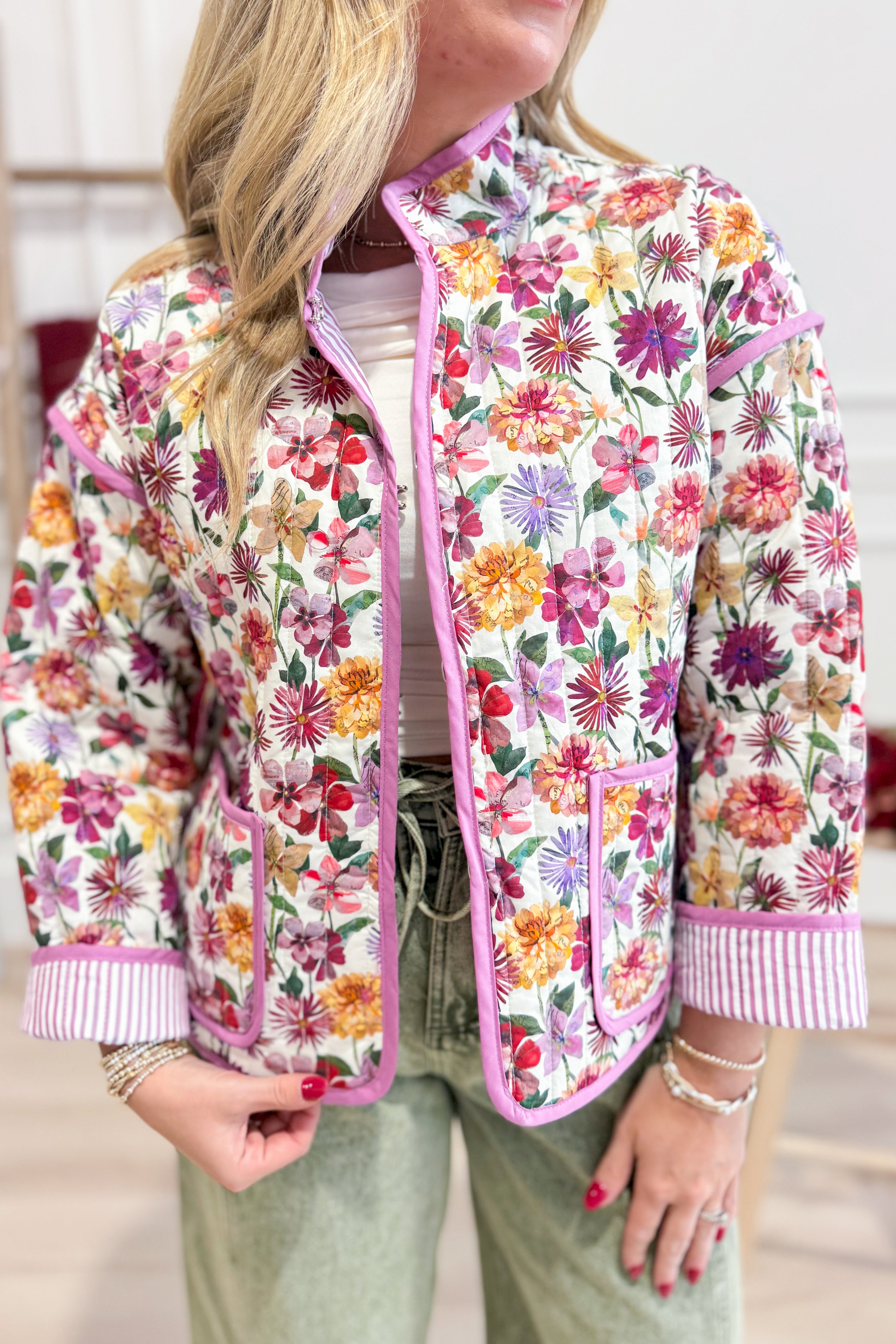 Victoria Floral Printed Quilted Jacket - Coremarkets