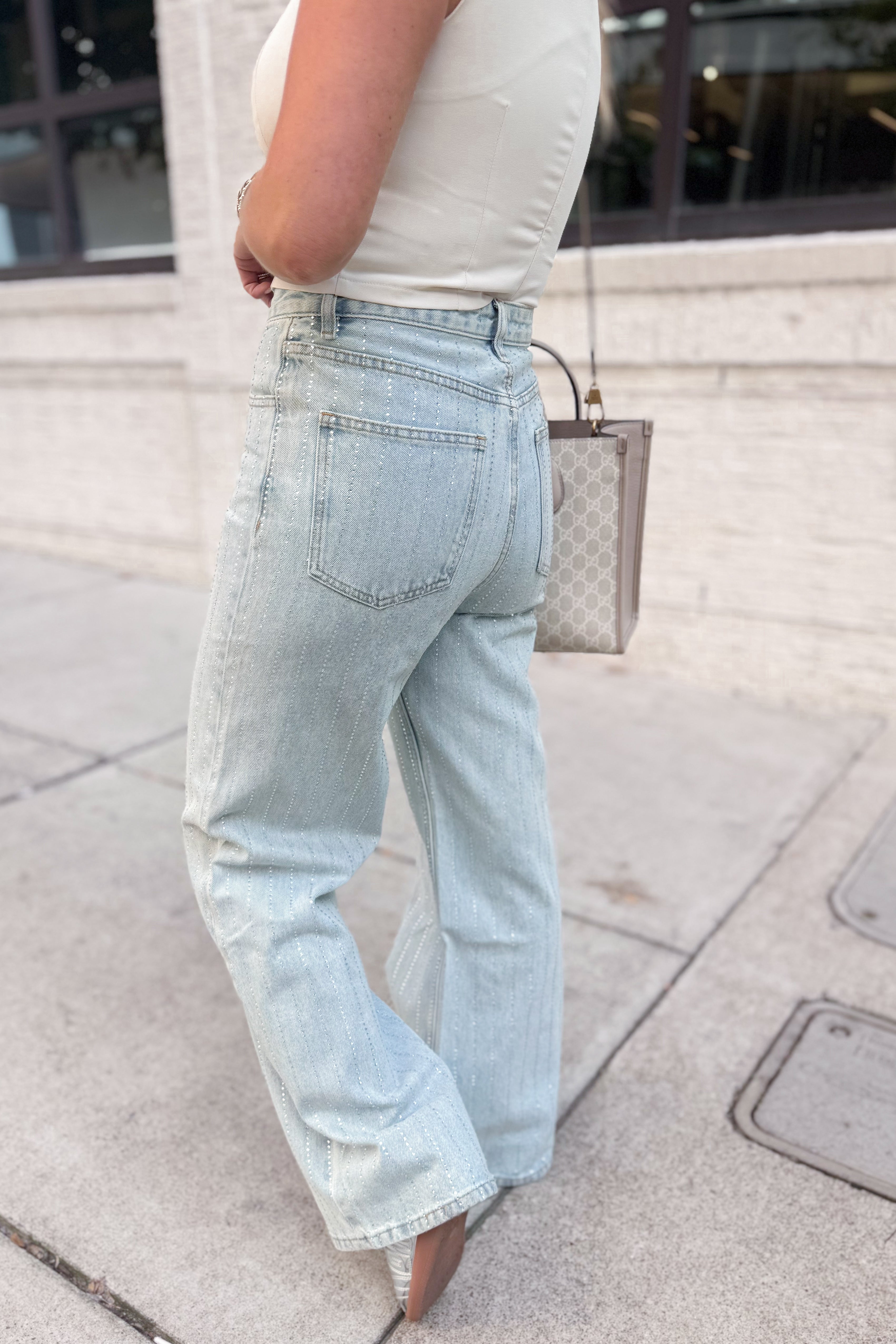 Kelsea Rhinestone Studded Denim Jean - Coremarkets