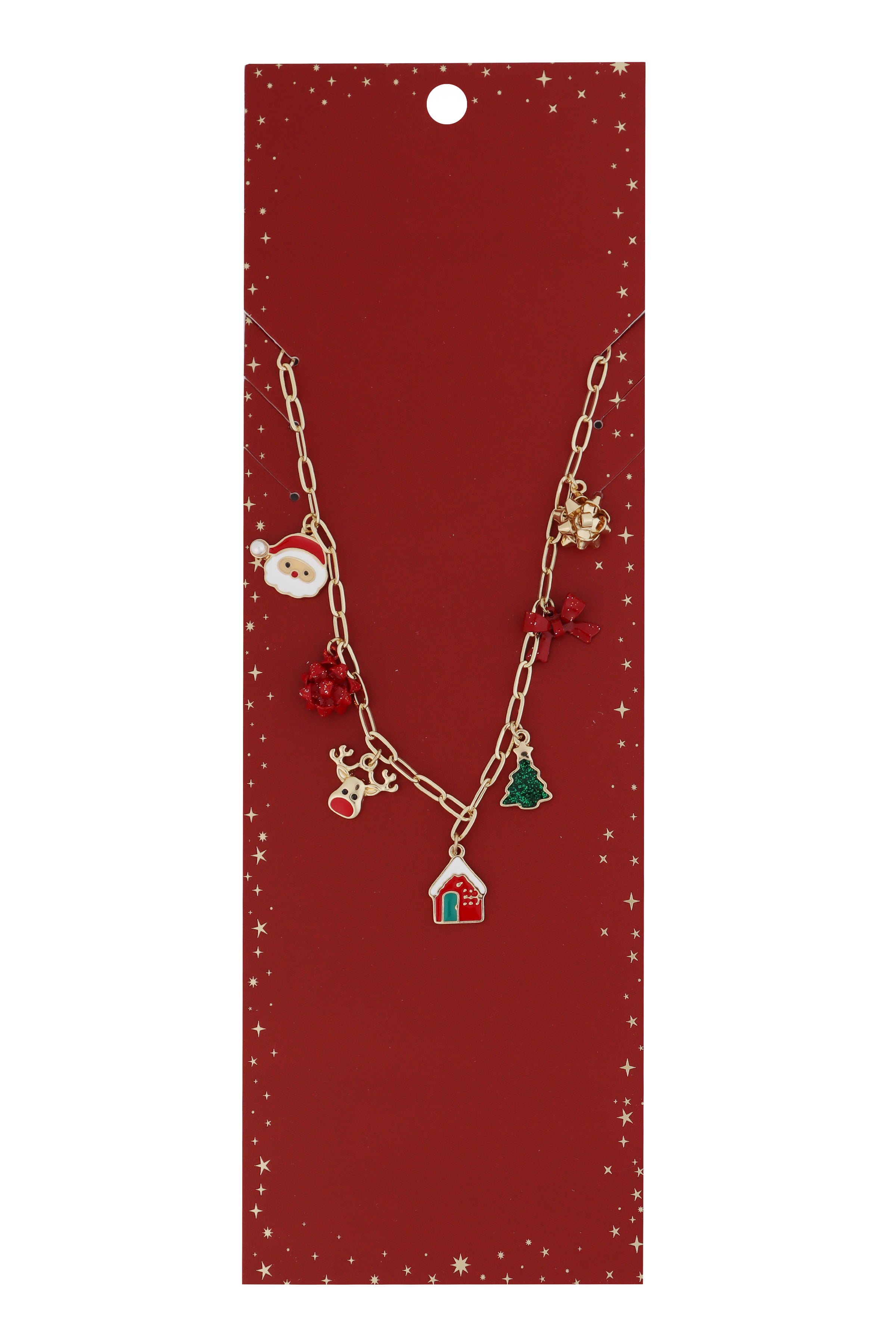 Christmas Gift, Bow, Santa Charm Necklace - Coremarkets