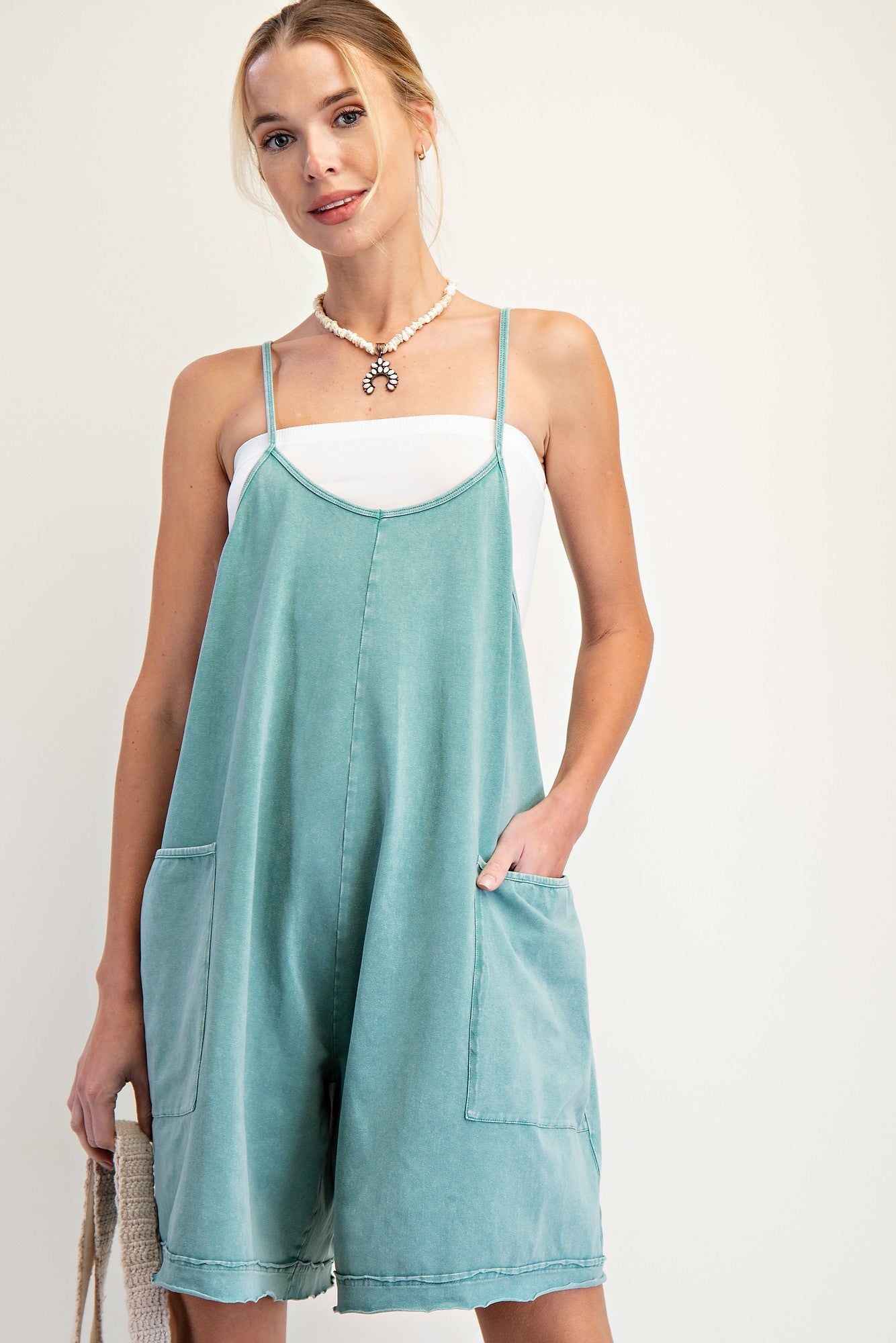 Kendra Mineral Washed Romper - Coremarkets